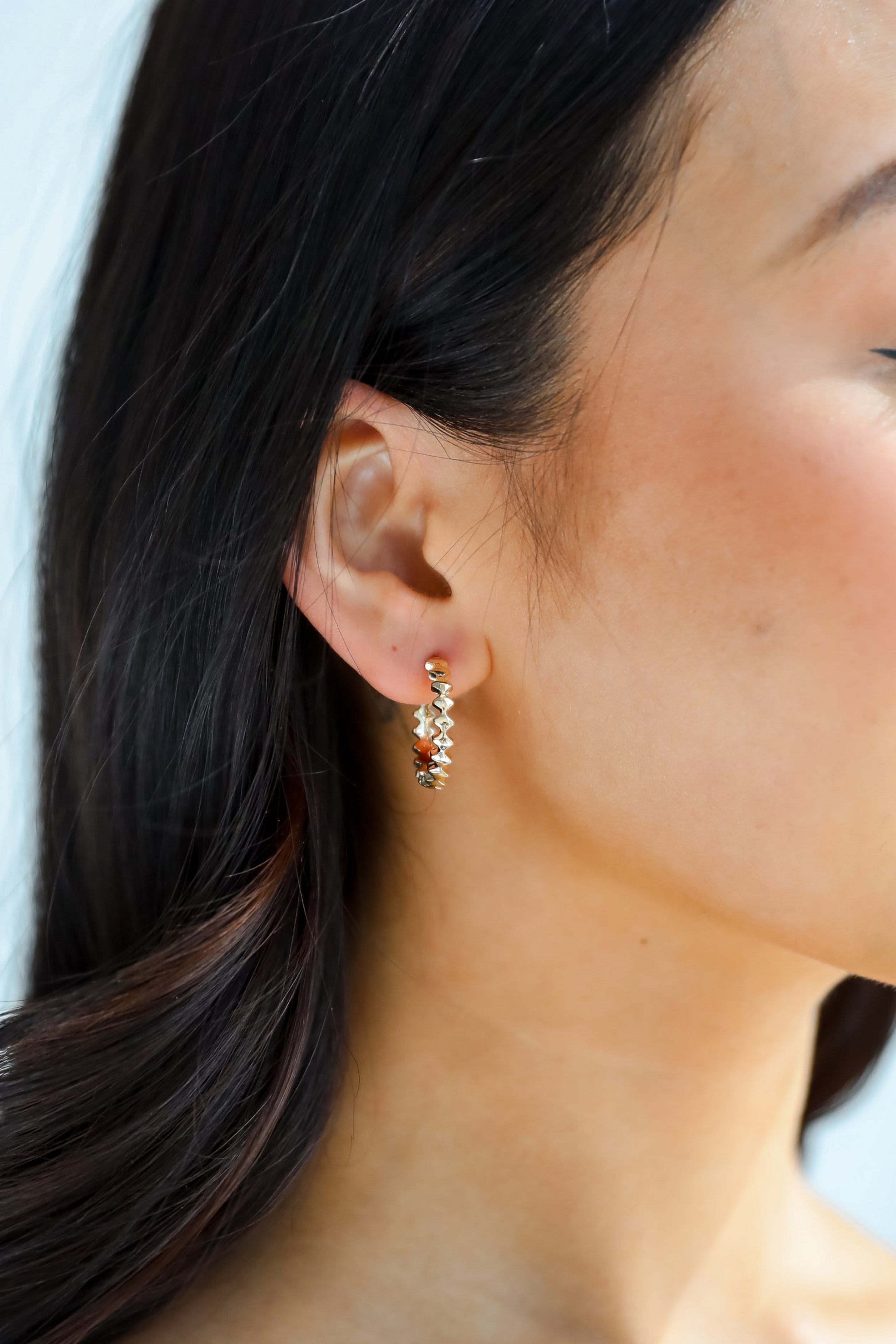 Elizabeth Gold Textured Hoop Earrings