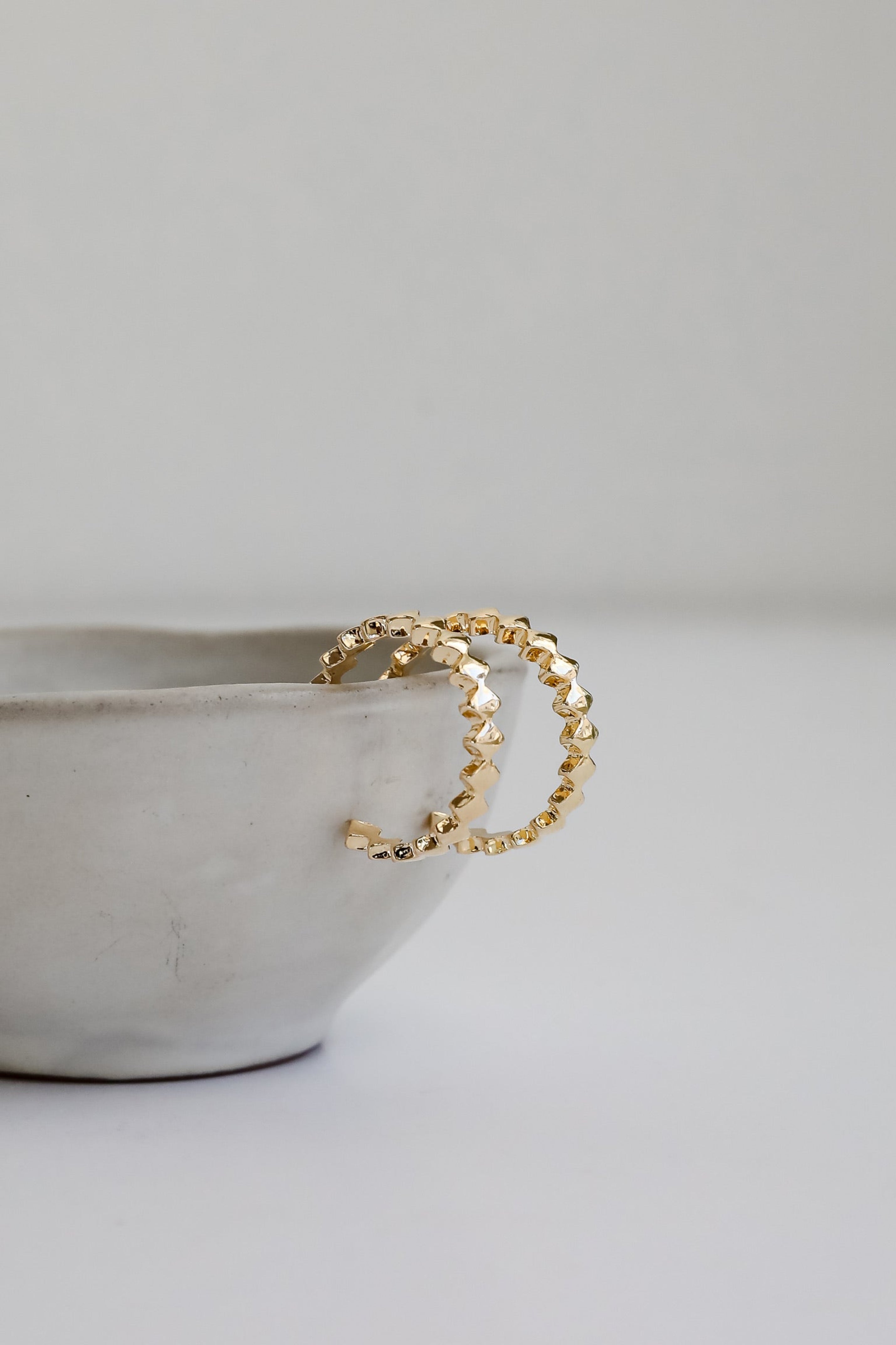 Elizabeth Gold Textured Hoop Earrings