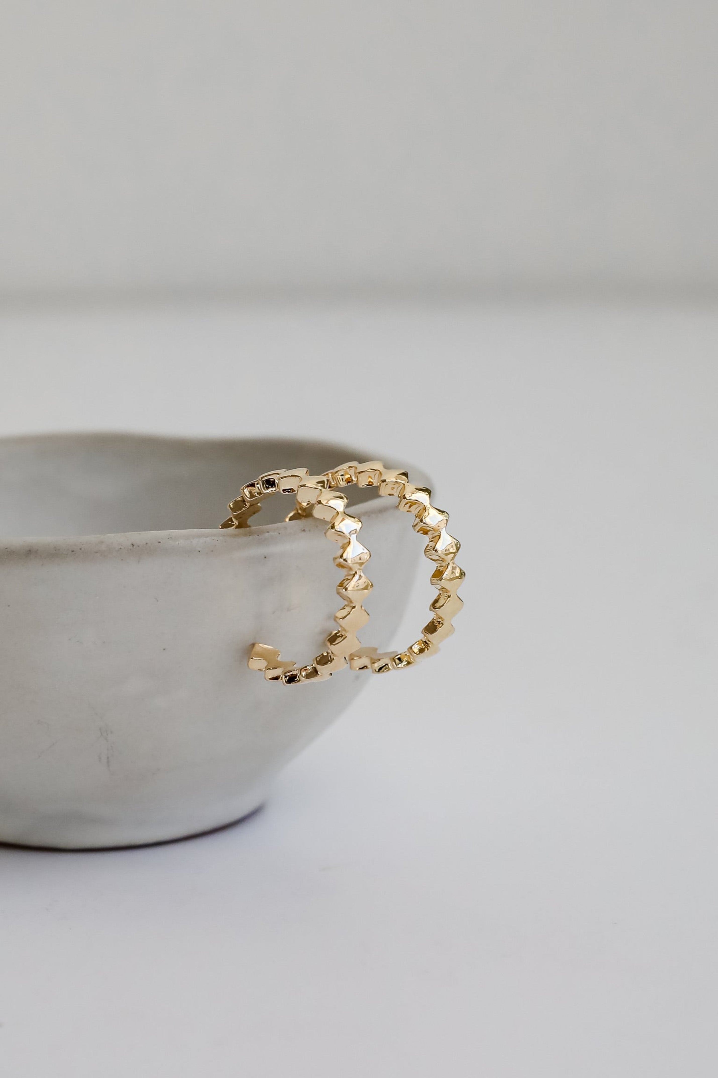 Elizabeth Gold Textured Hoop Earrings