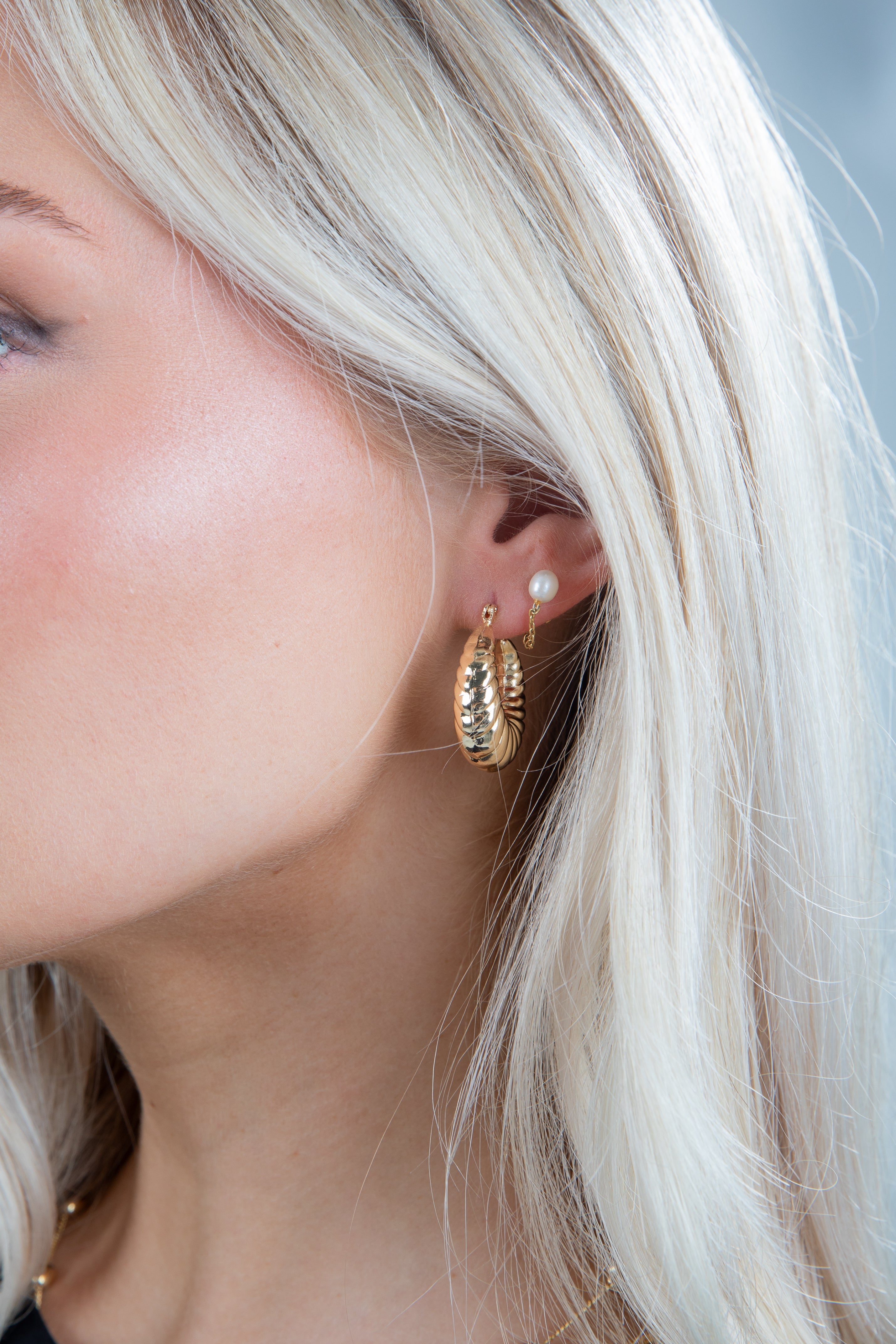 Collins Gold Textured Hoop Earrings