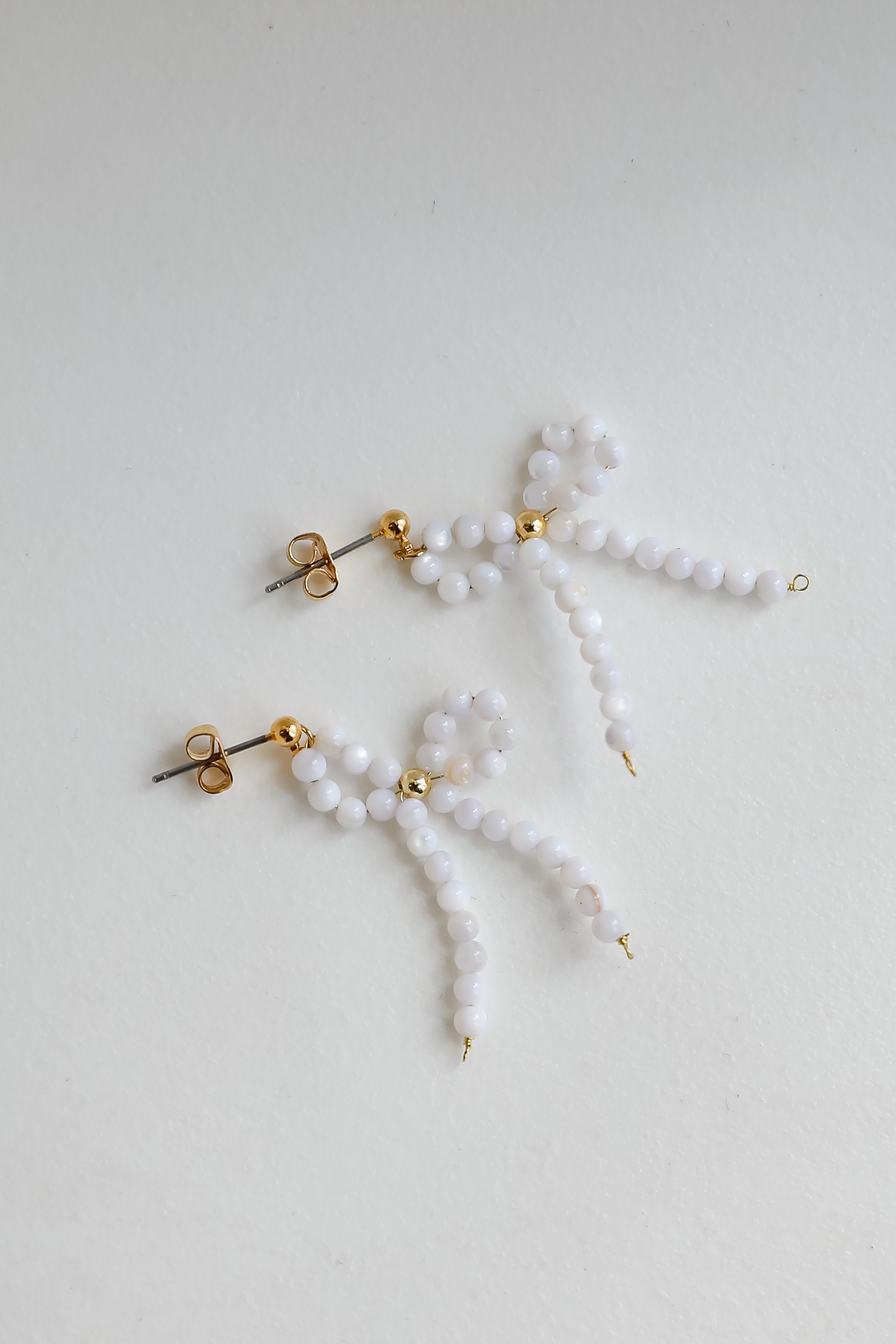 FINAL SALE - Blaire White Bow Drop Earrings