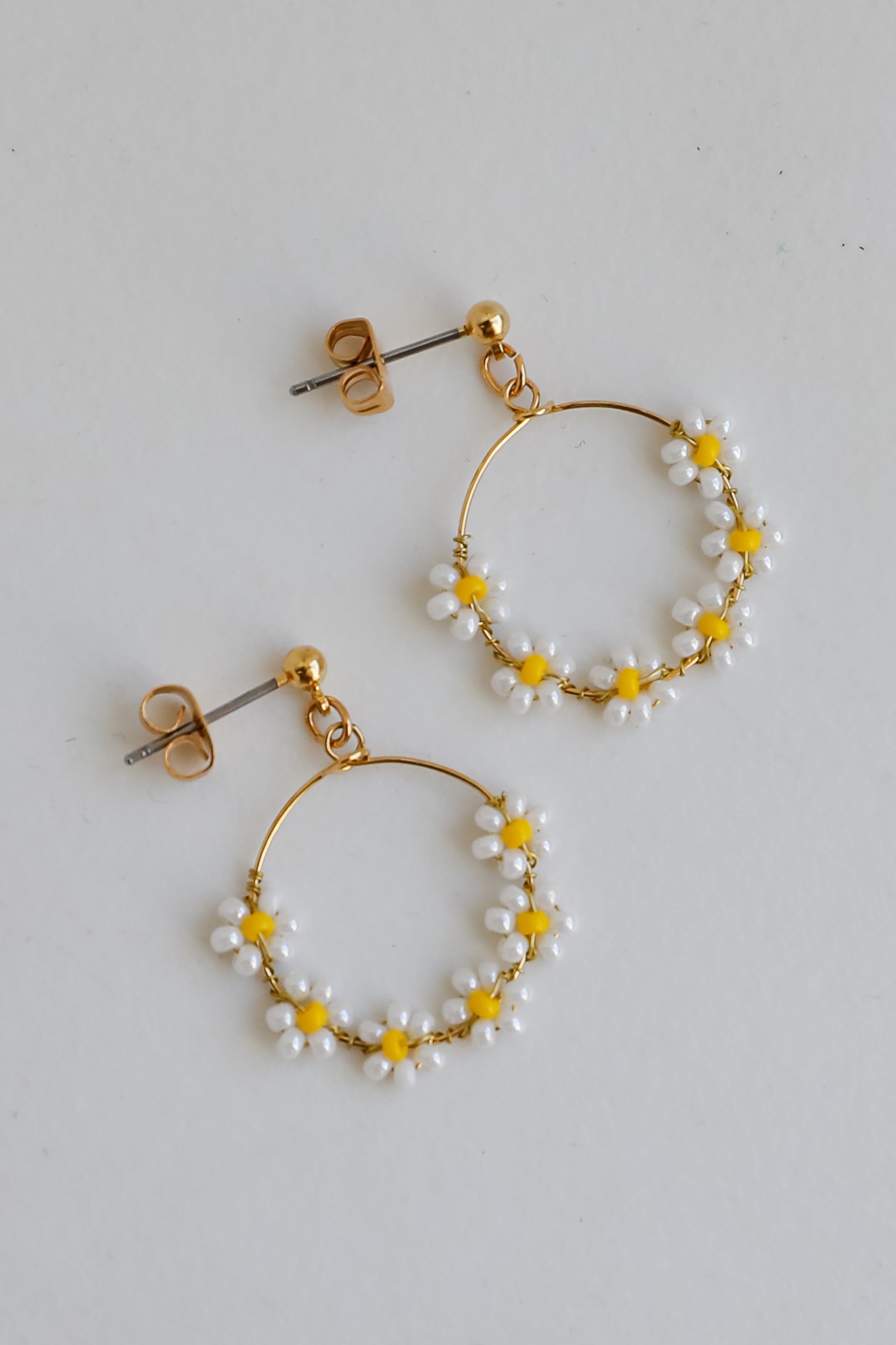 FINAL SALE - Avery Circle Beaded Flower Drop Earrings