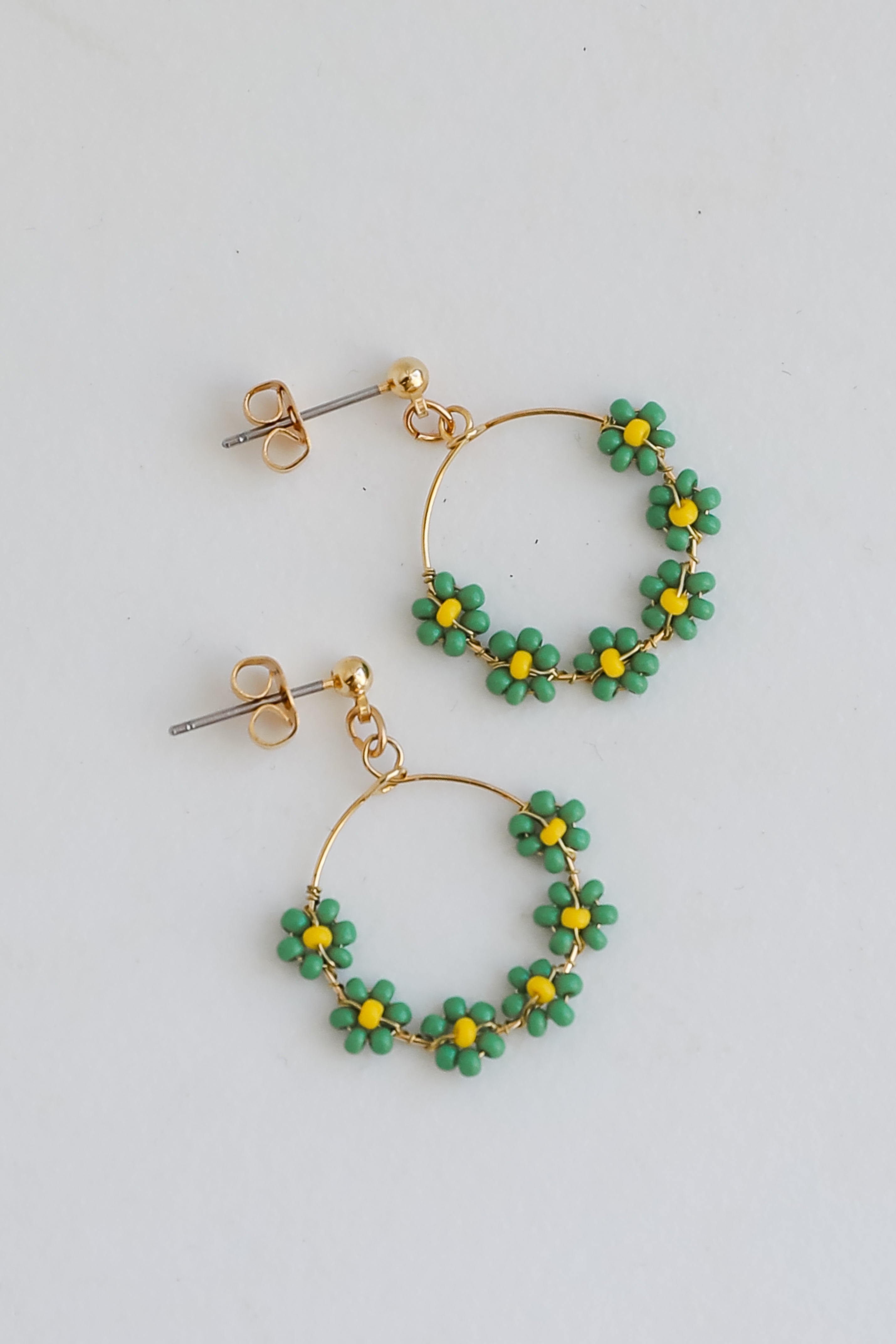 FINAL SALE - Avery Circle Beaded Flower Drop Earrings