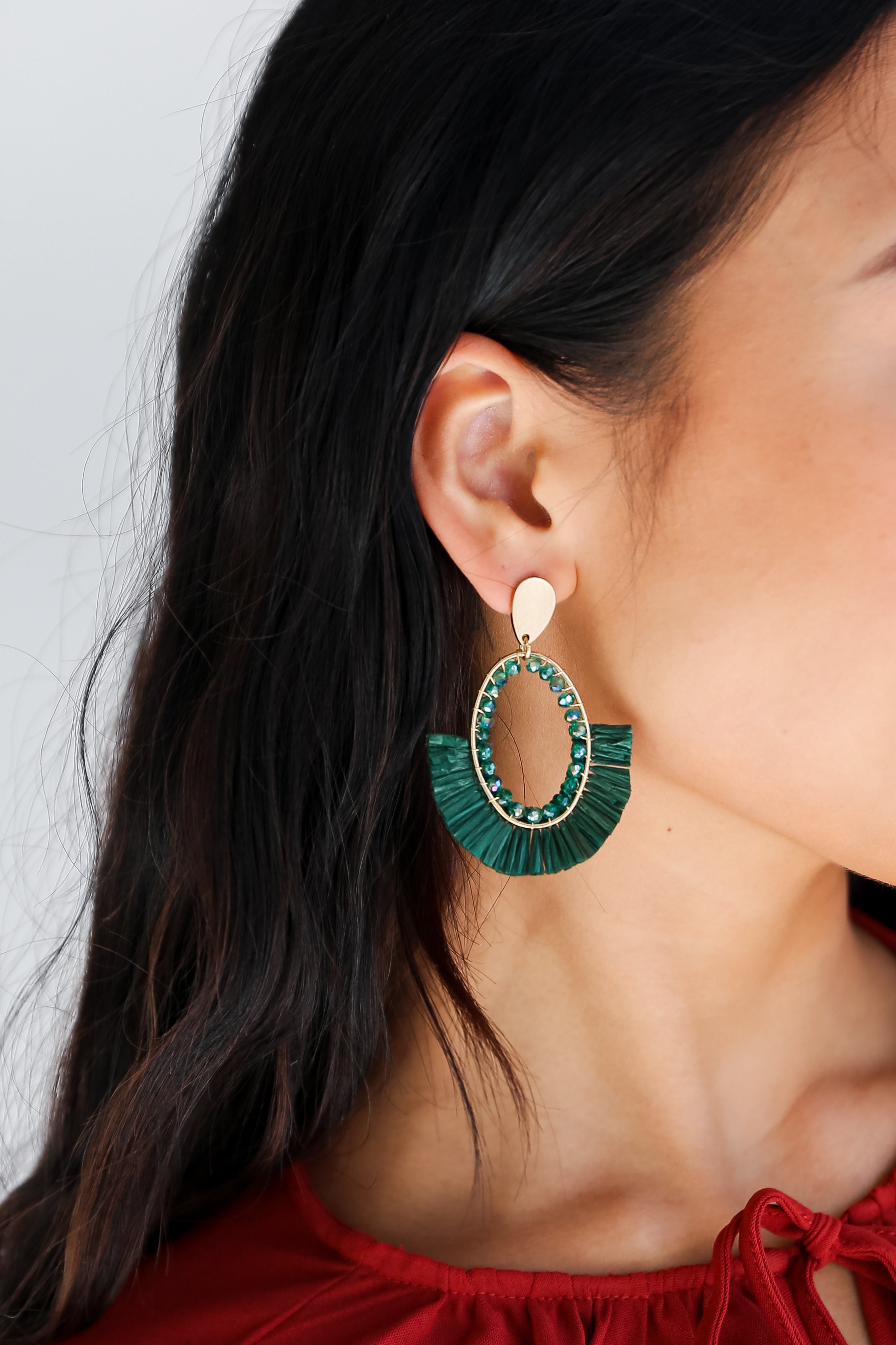 FINAL SALE - Brittany Green Fringe Statement Earrings
