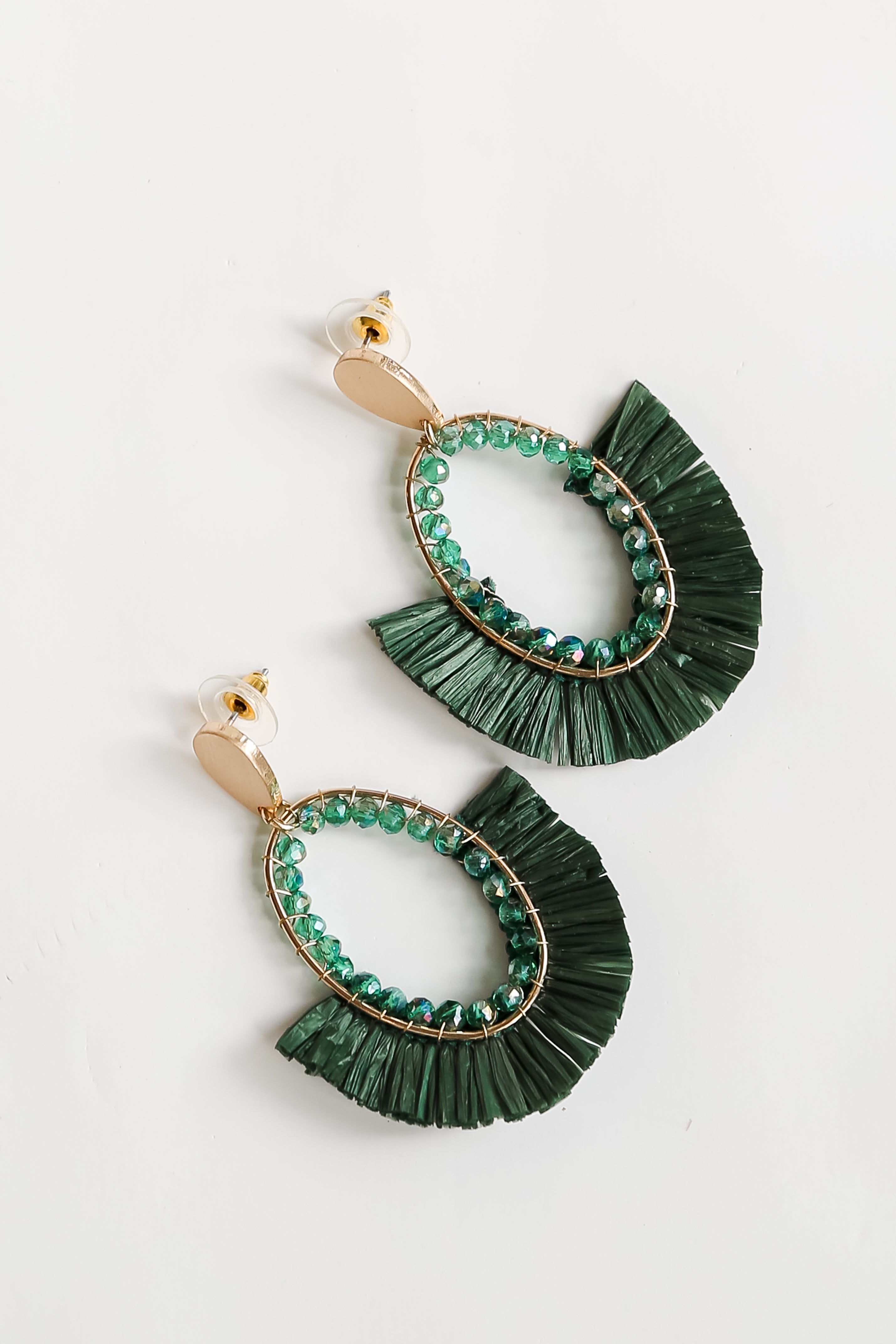 FINAL SALE - Brittany Green Fringe Statement Earrings