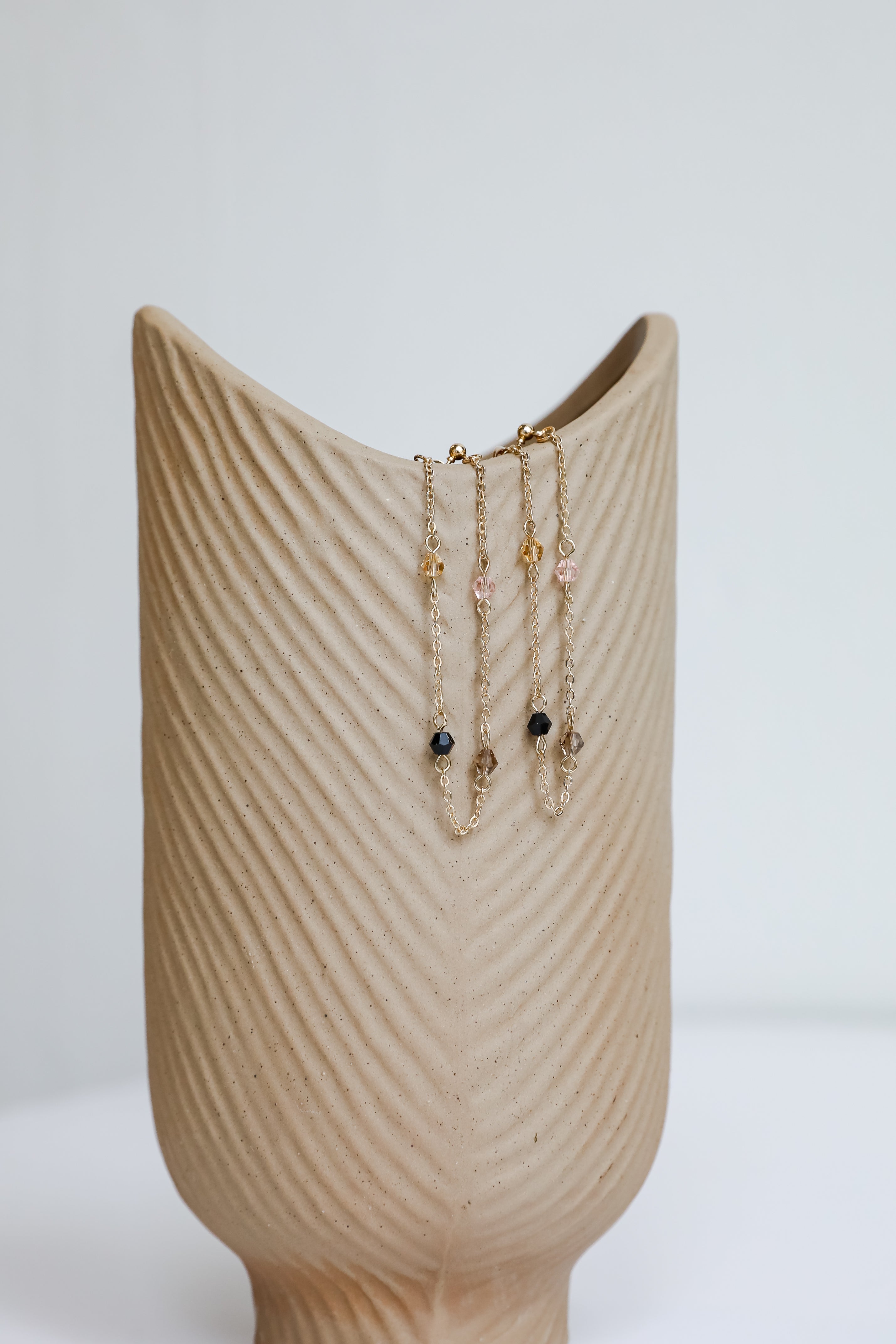Ashley Gold Beaded Chain Drop Earrings