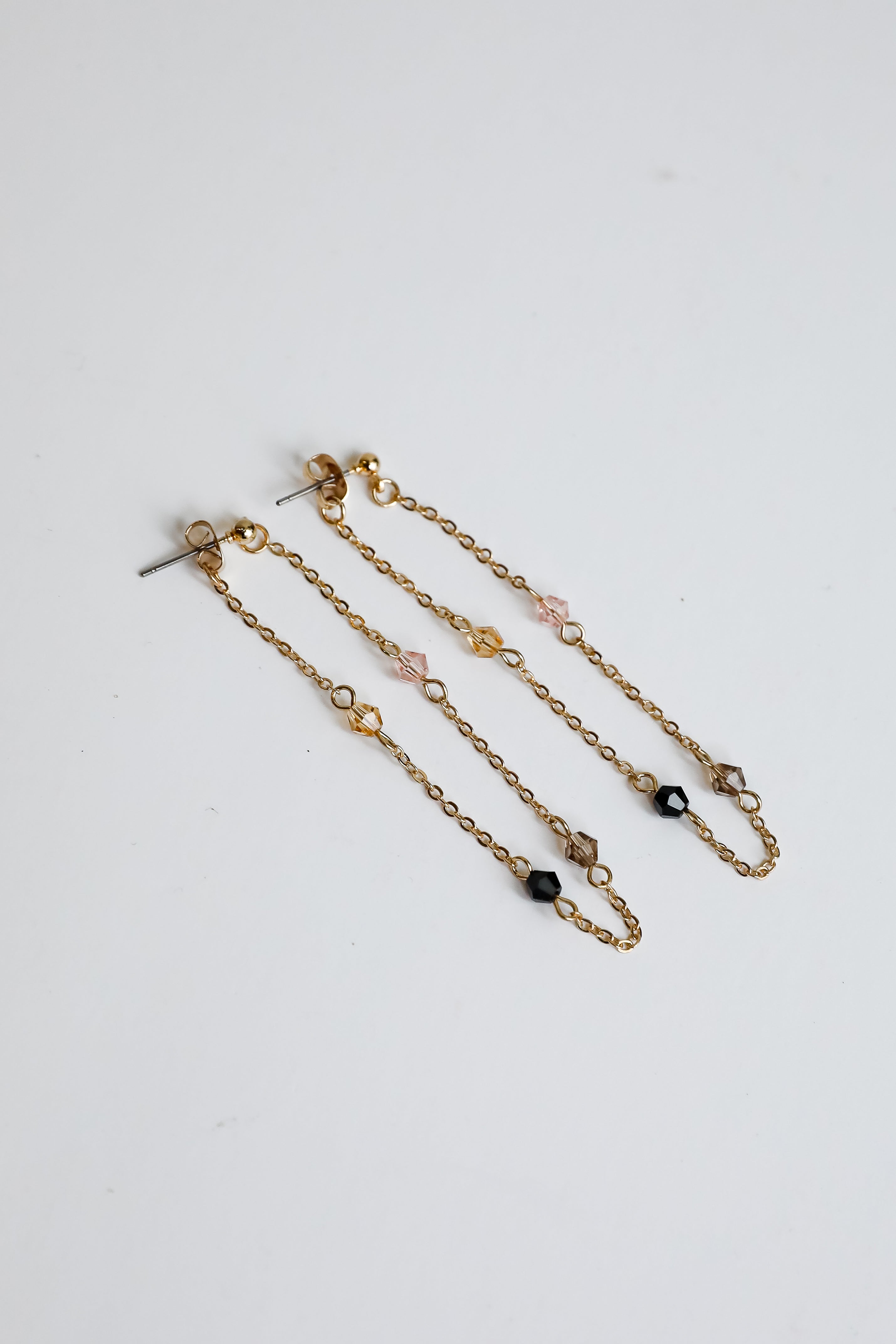 Ashley Gold Beaded Chain Drop Earrings