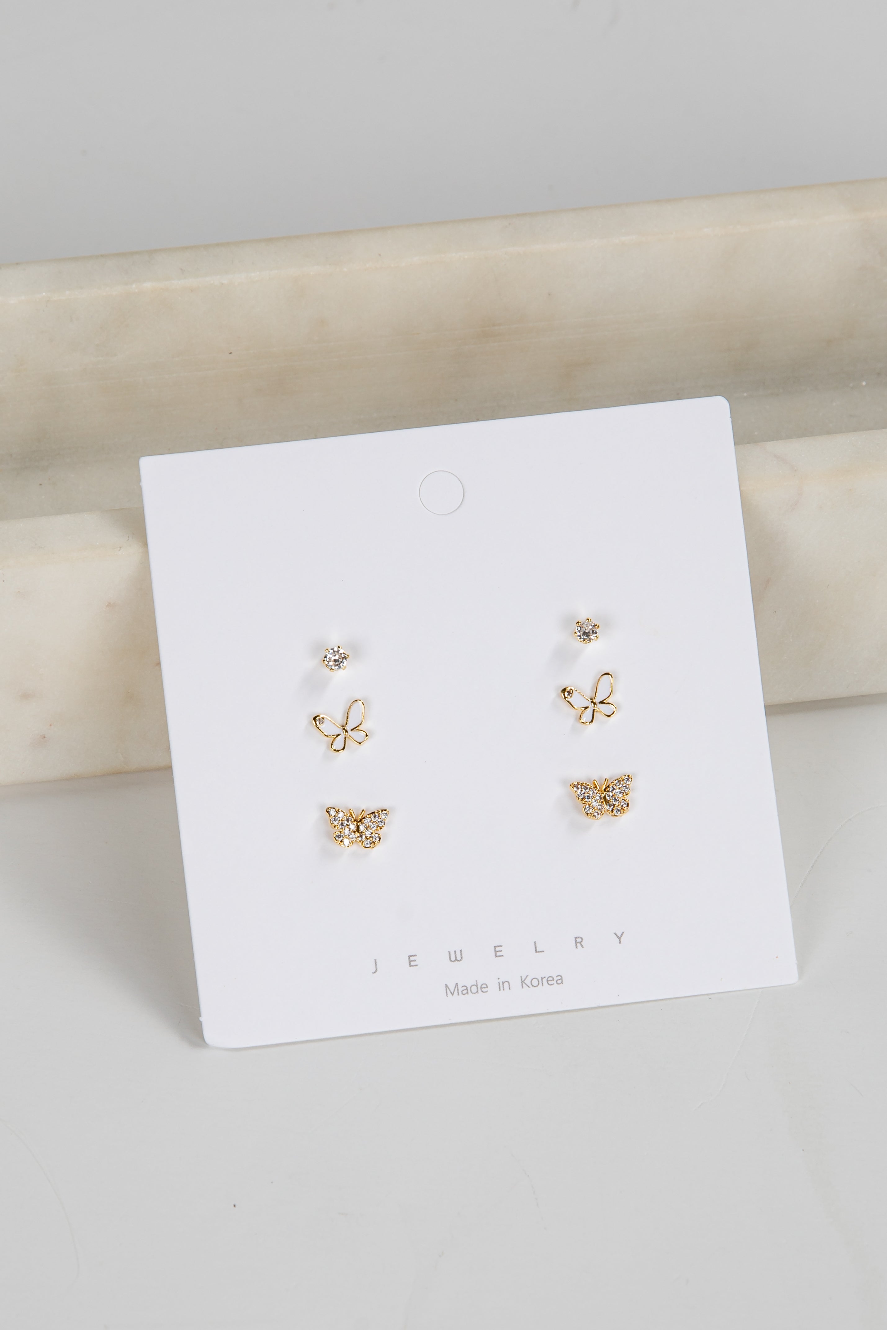 Brooke Gold Butterfly Stud Earrings Set
