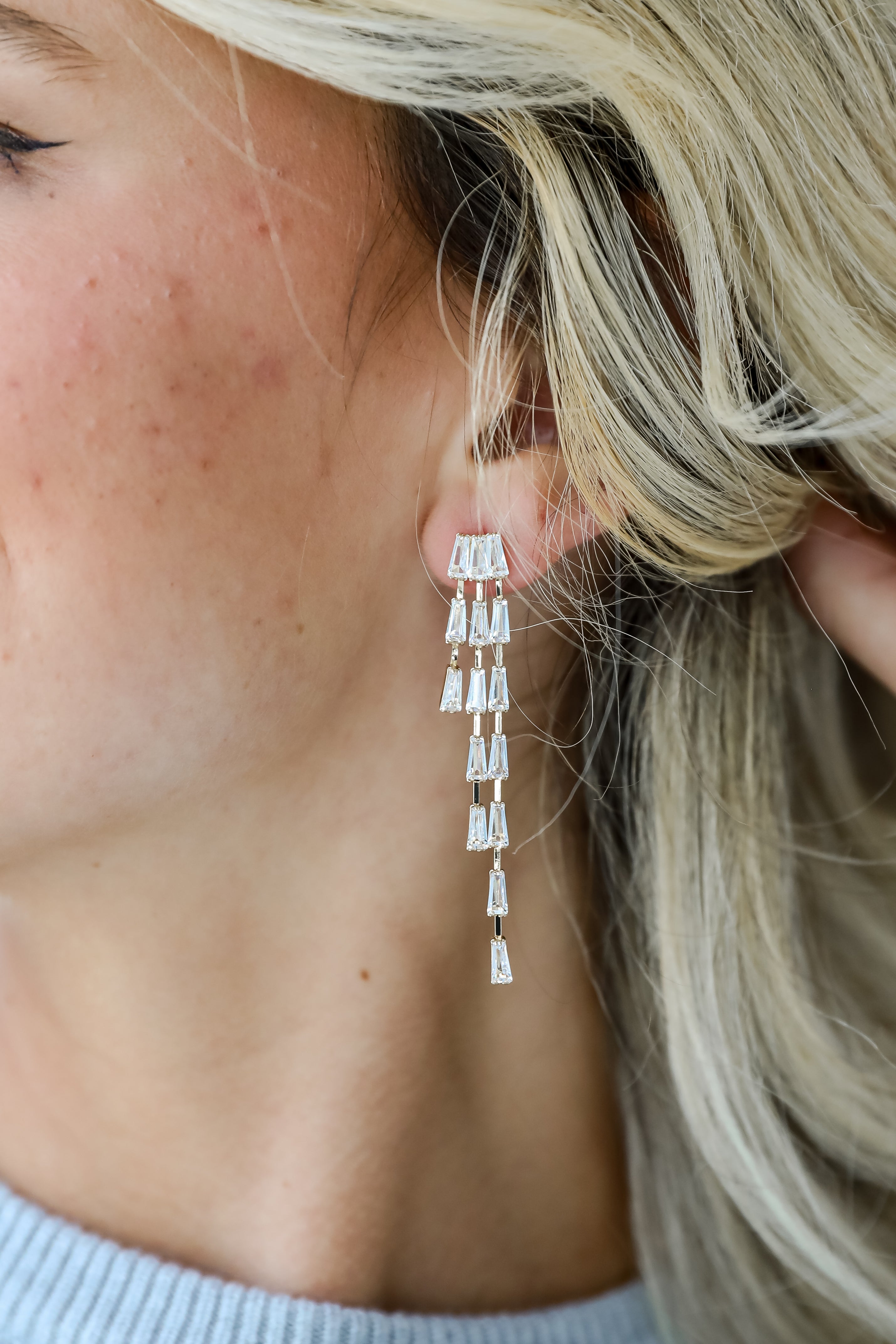 FINAL SALE - Blaire Gold Gemstone Chain Drop Earrings