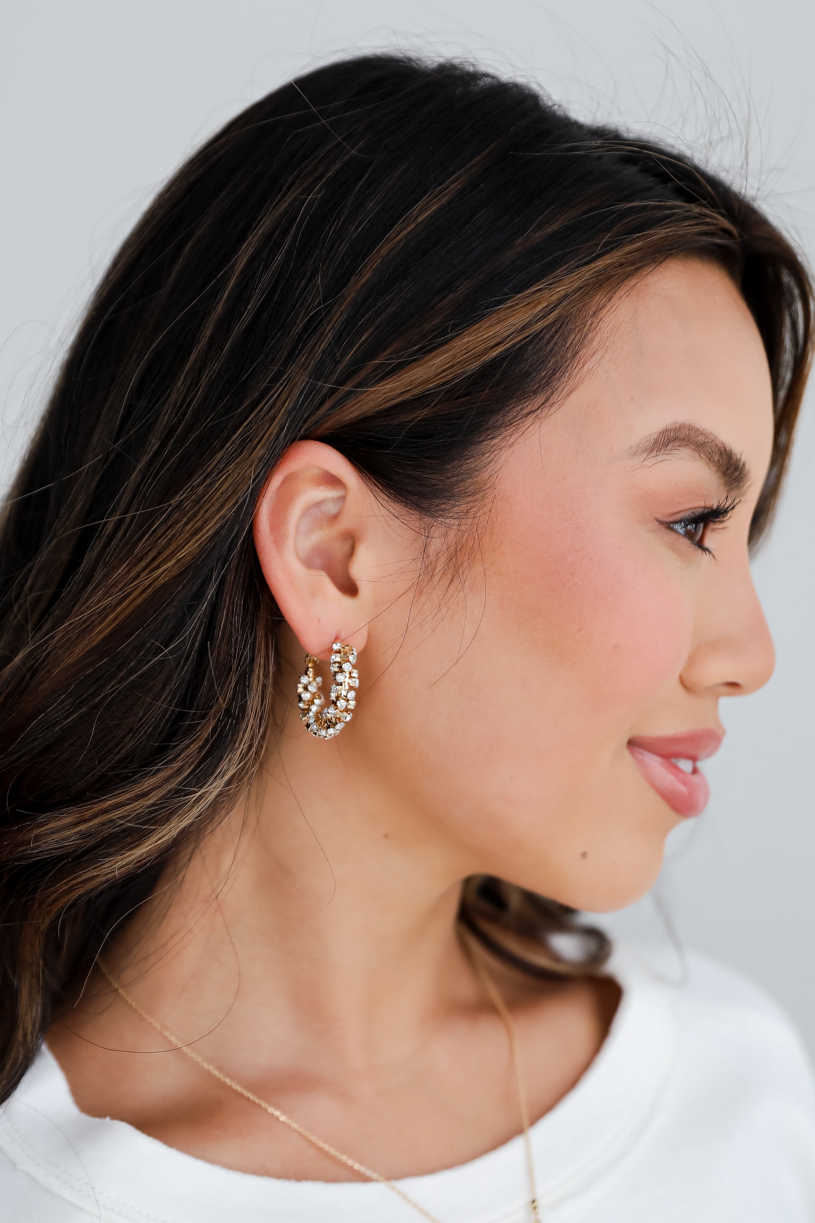 FINAL SALE - Bianca Gold Rhinestone Hoop Earrings