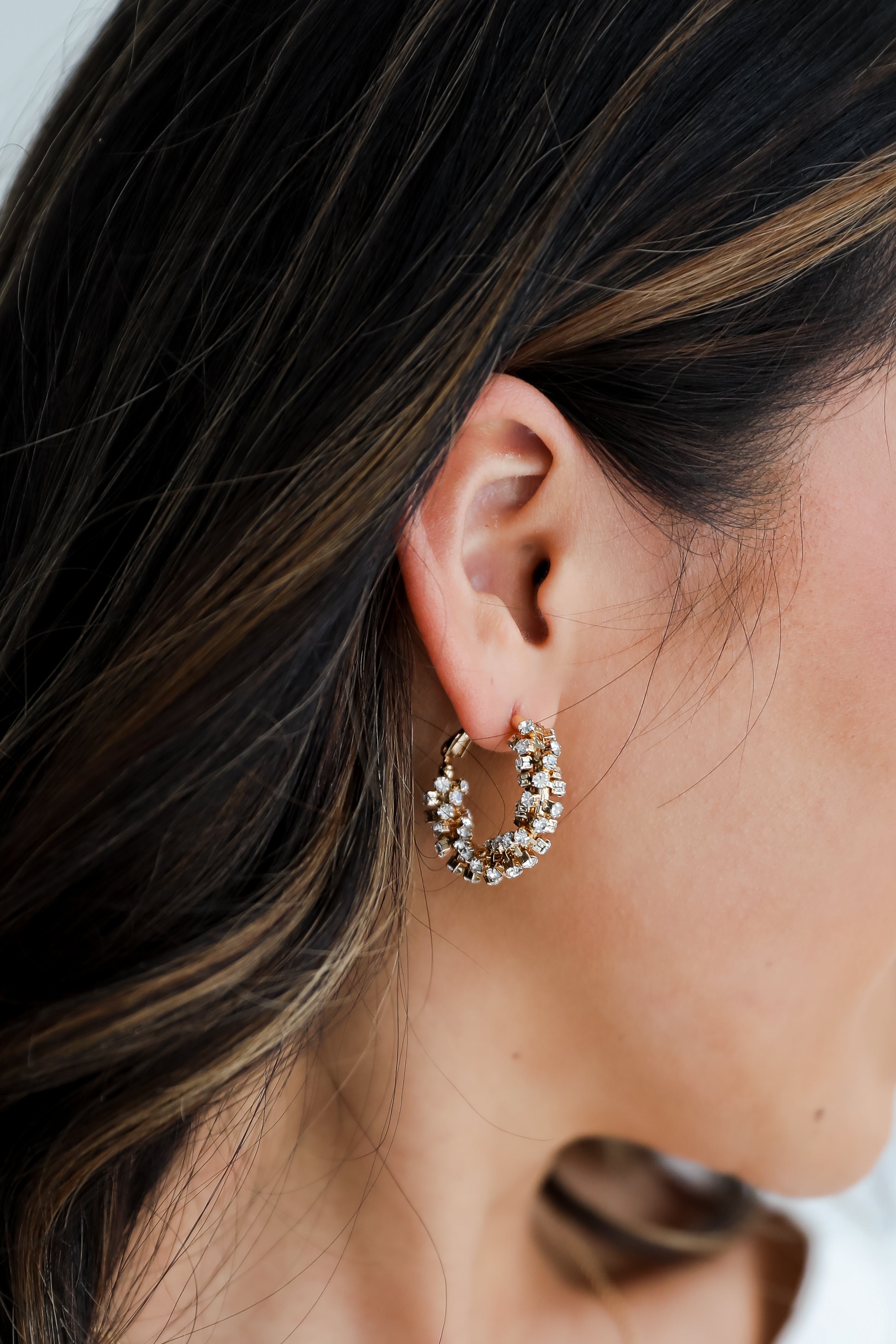 FINAL SALE - Bianca Gold Rhinestone Hoop Earrings