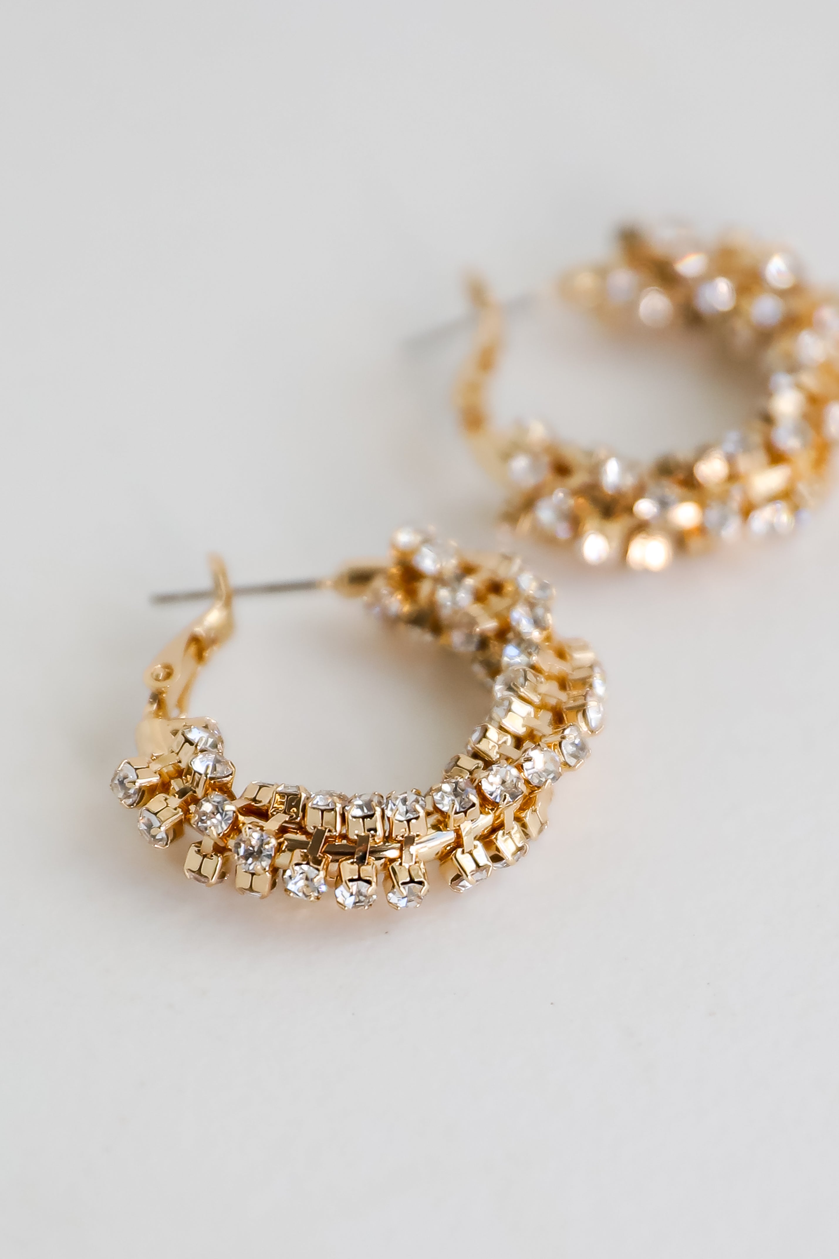 FINAL SALE - Bianca Gold Rhinestone Hoop Earrings