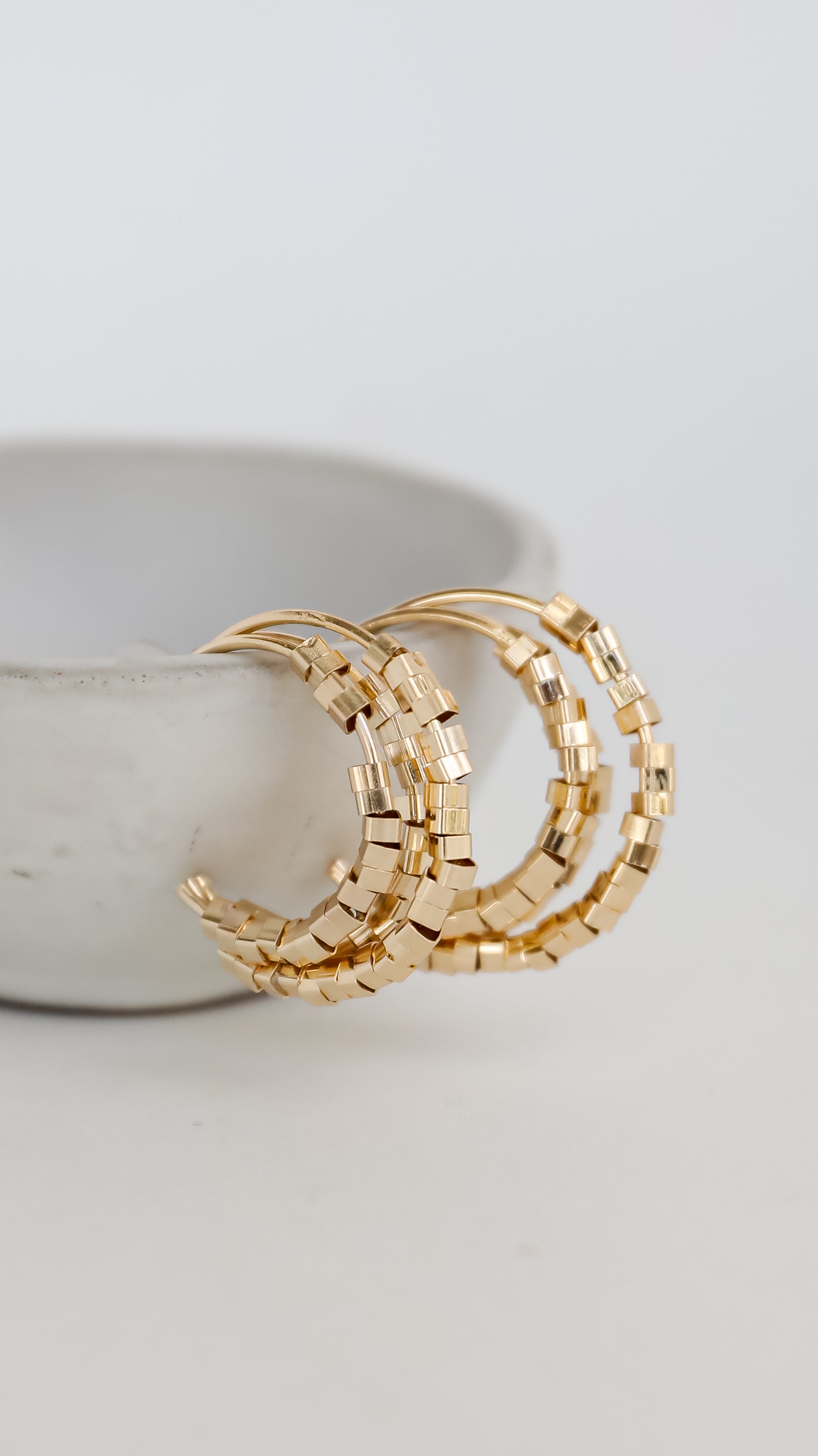 FINAL SALE - Gabby Gold Beaded Triple Hoop Earrings