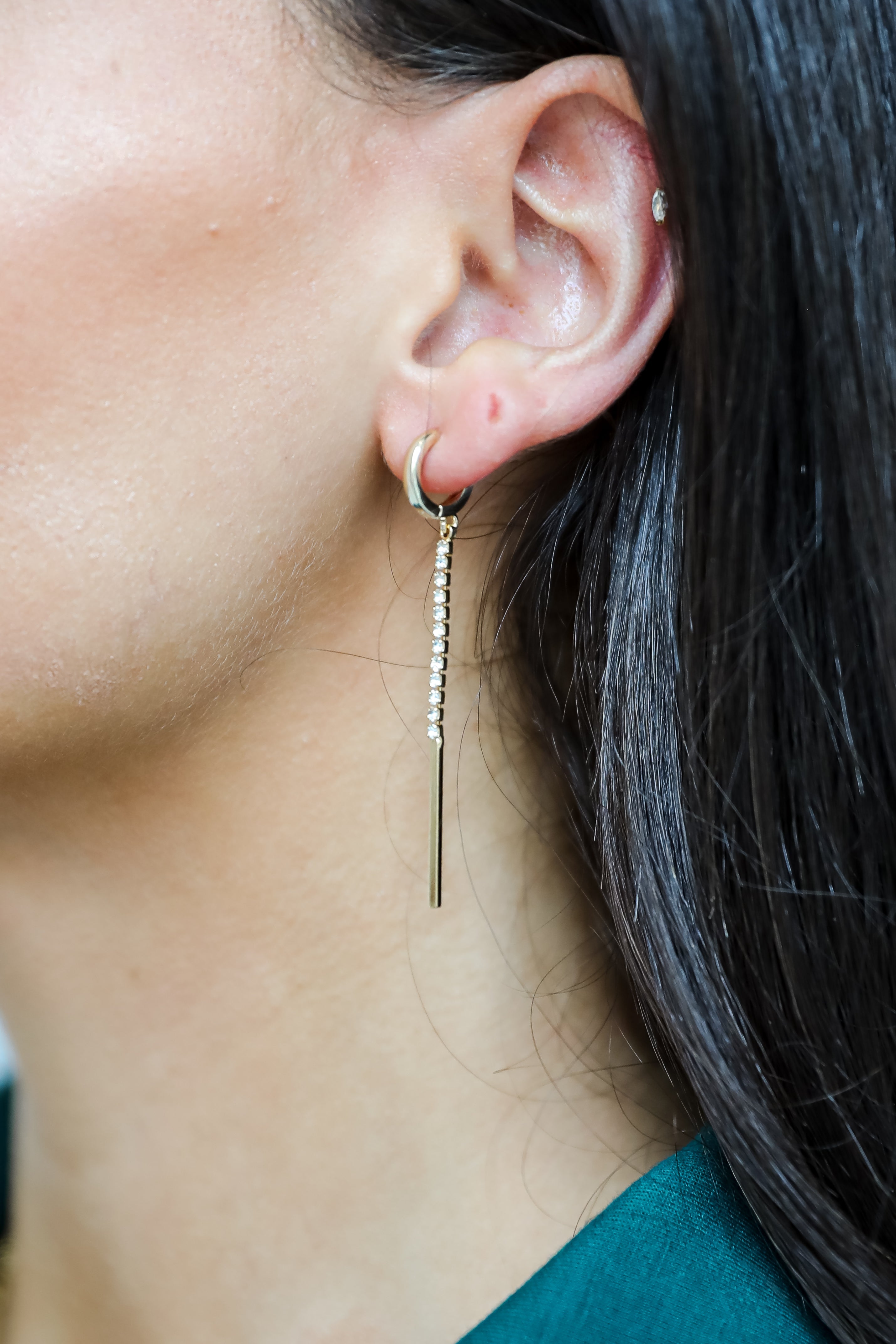 FINAL SALE - Alina Gold Rhinestone Drop Earrings