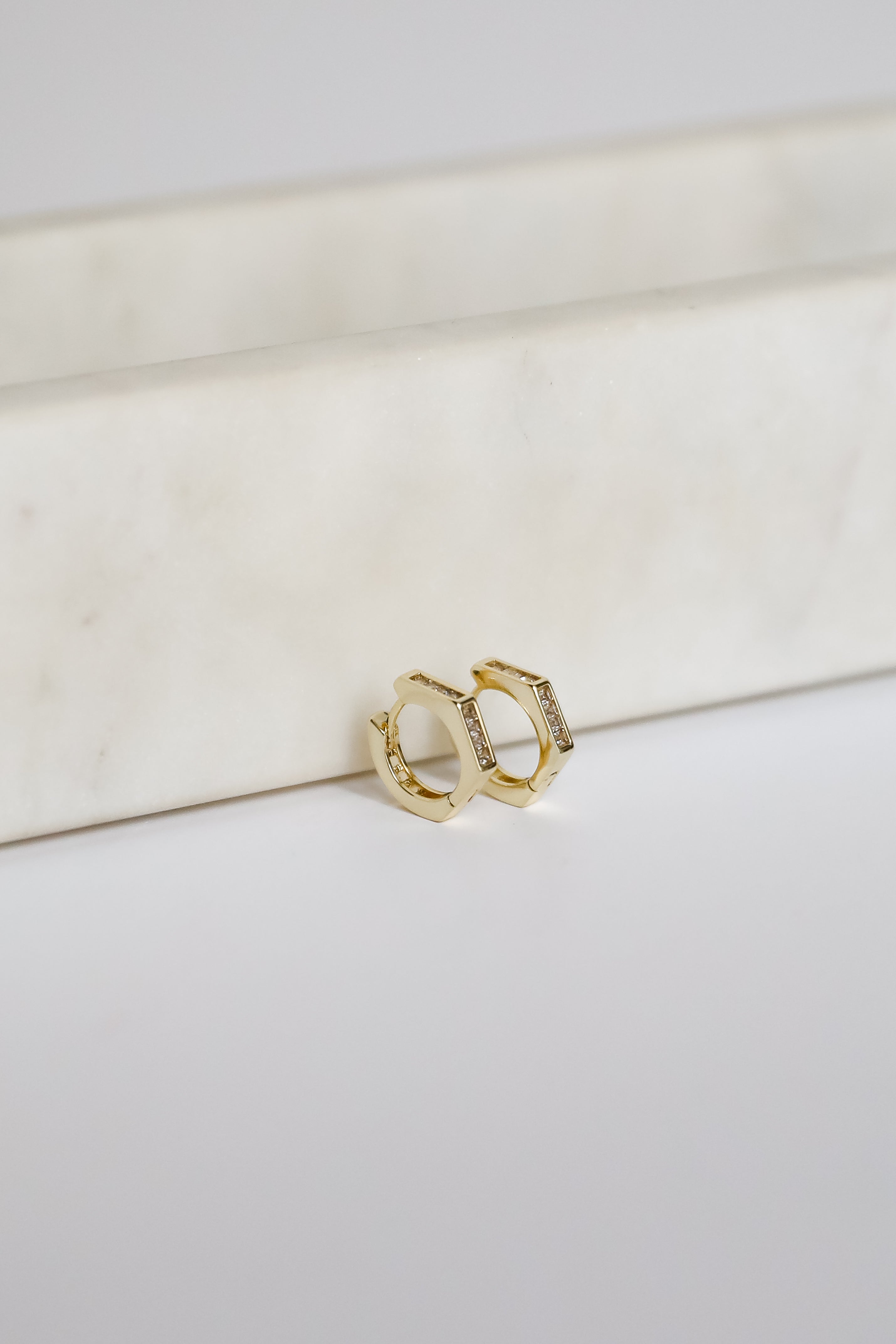 FINAL SALE - Ava Gold Rhinestone Geometric Mini Hoop Earrings