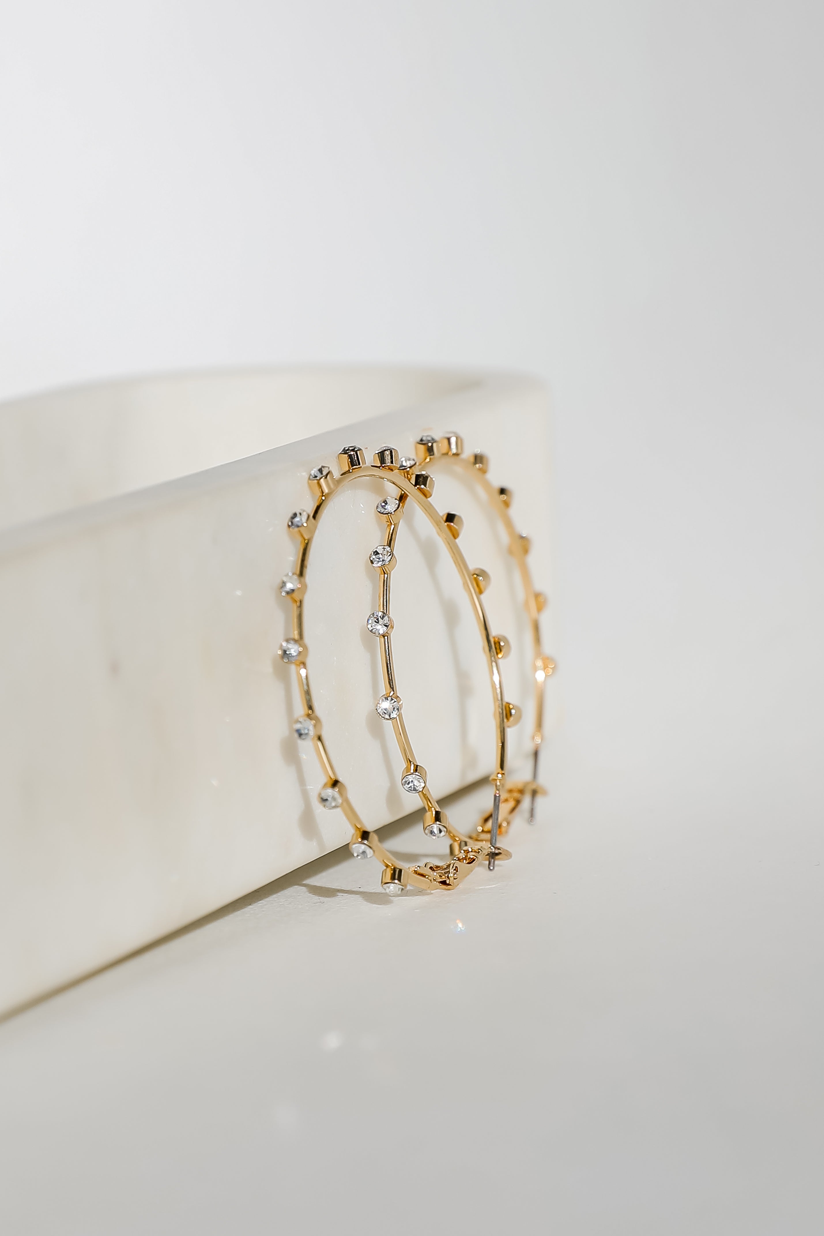 Caroline Gold Rhinestone Hoop Earrings