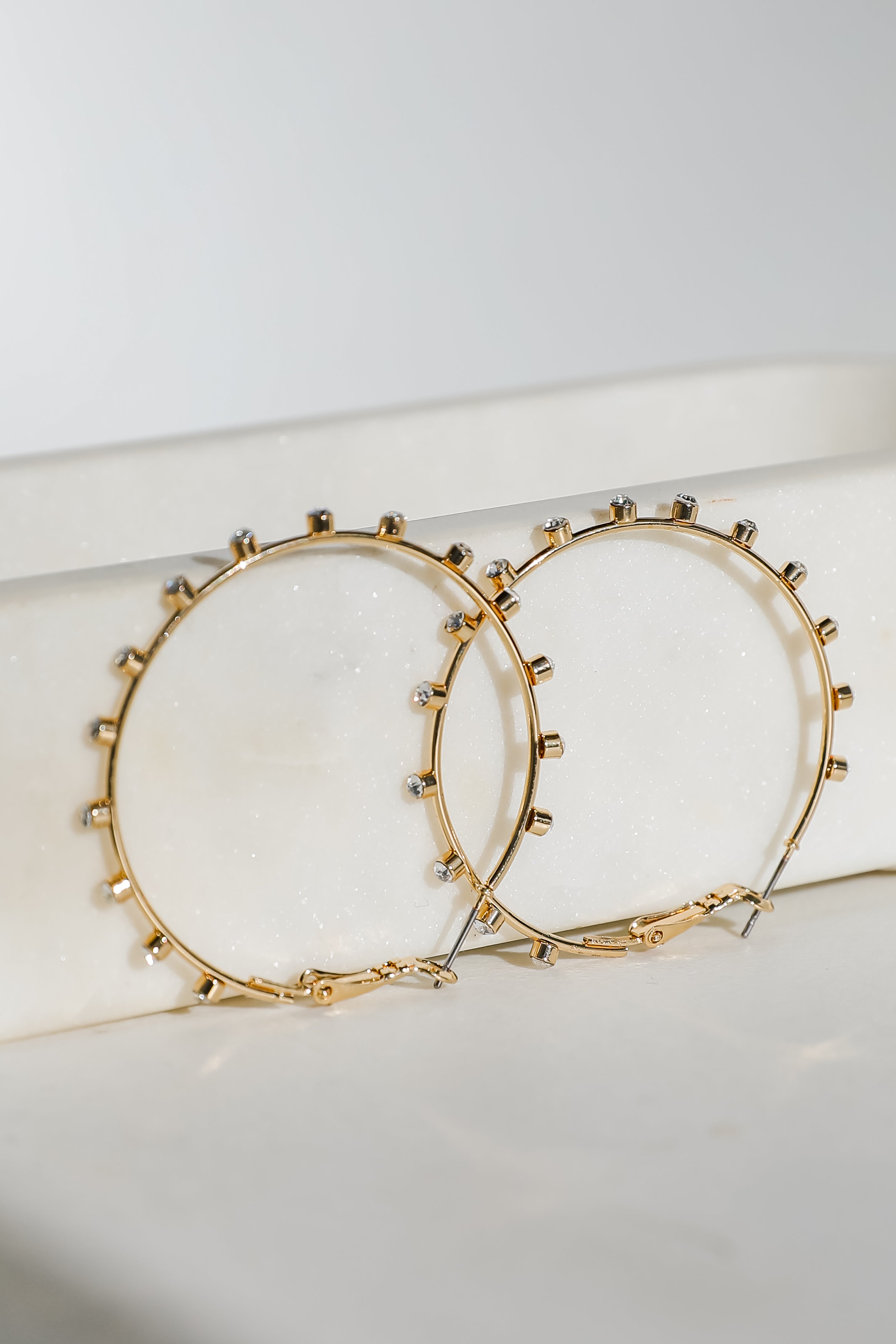 Caroline Gold Rhinestone Hoop Earrings