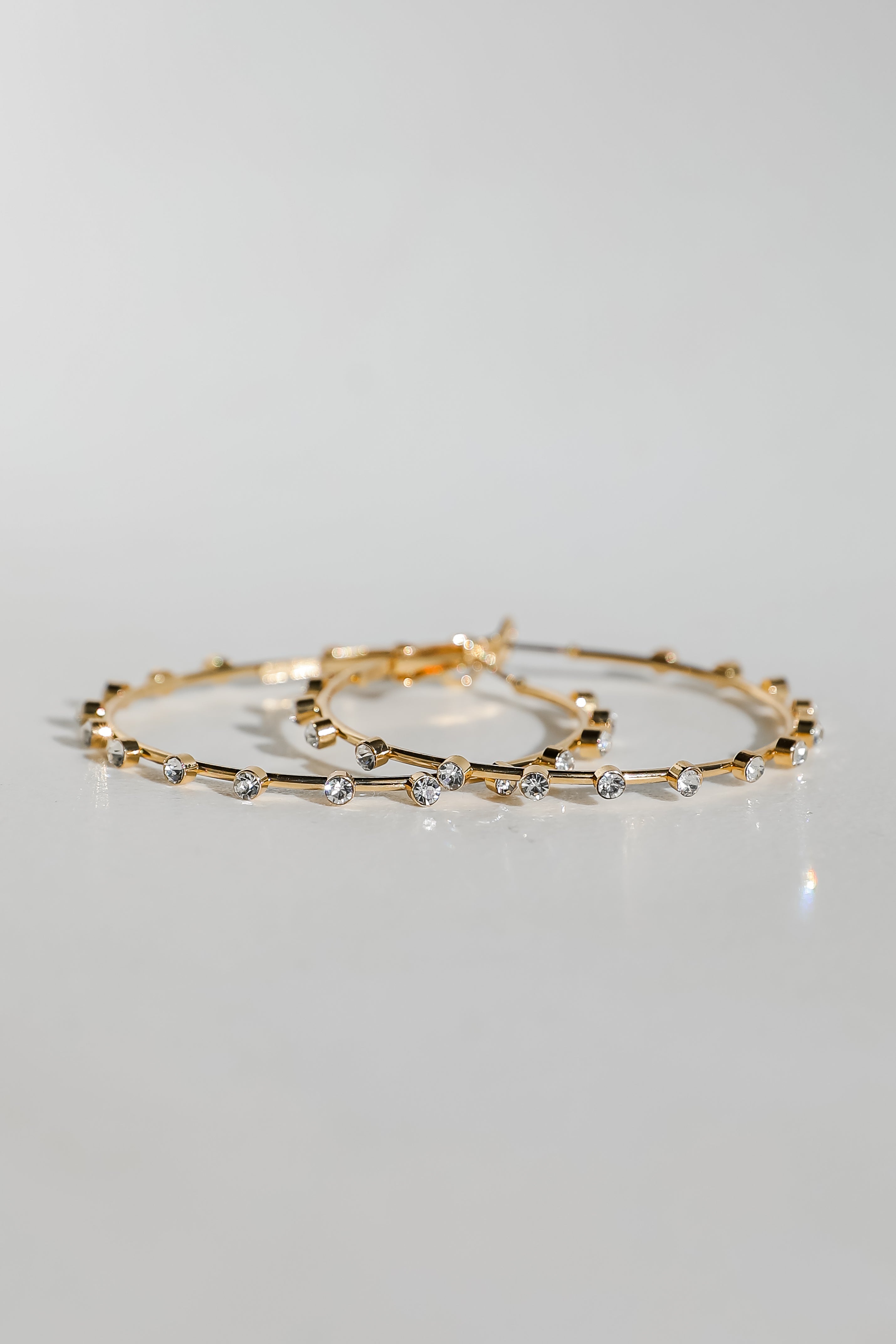 Caroline Gold Rhinestone Hoop Earrings