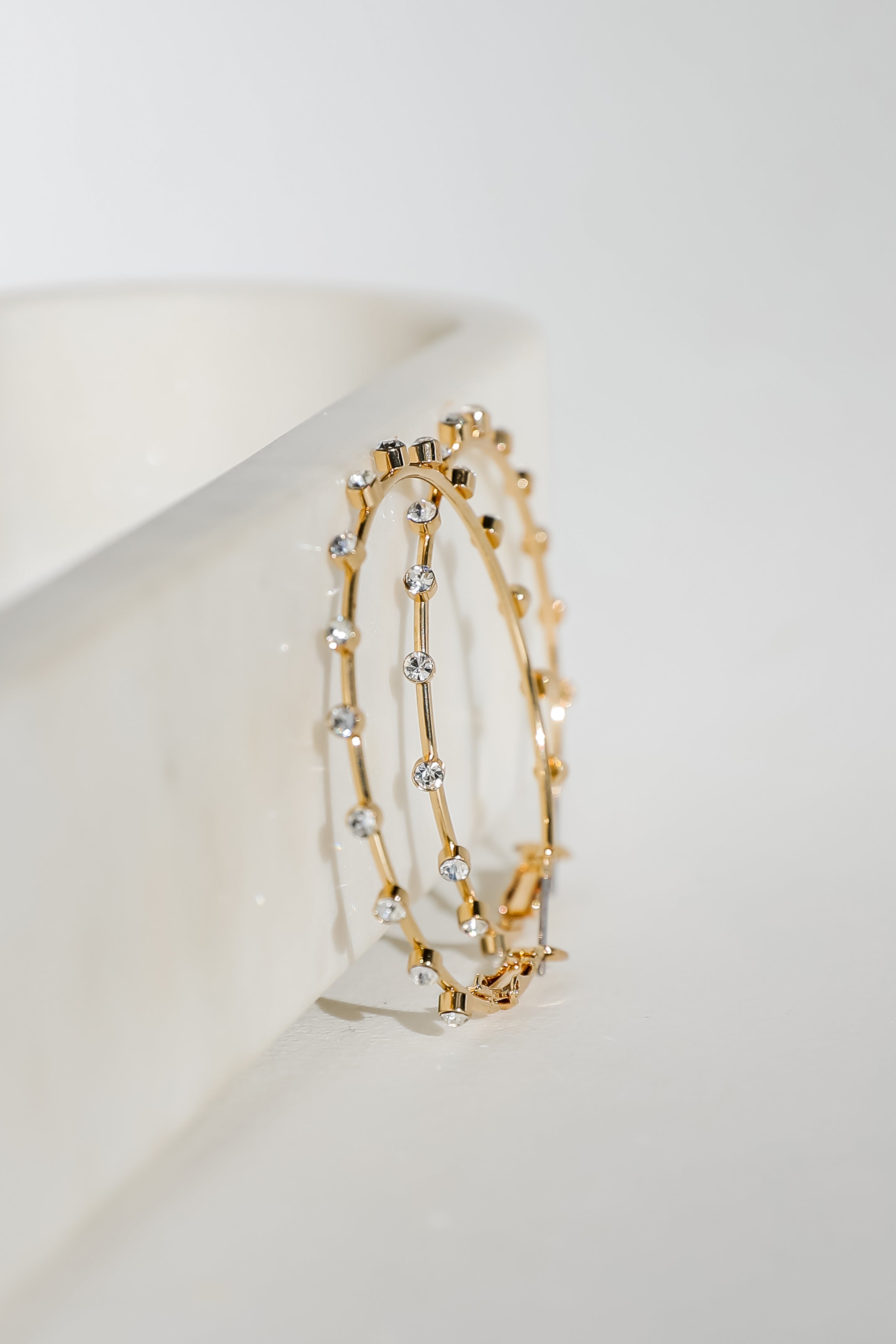 Caroline Gold Rhinestone Hoop Earrings