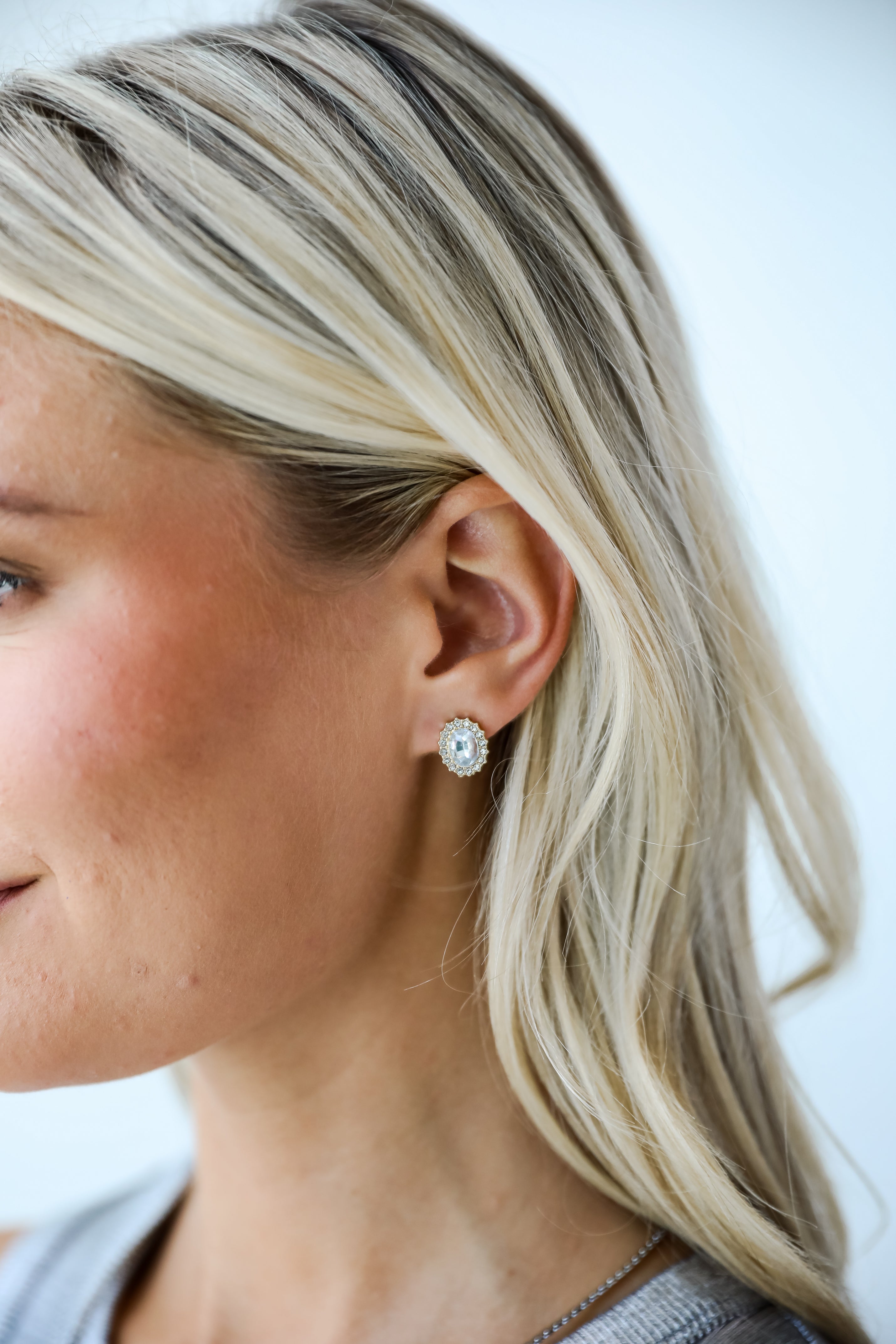 FINAL SALE - Carrie Gold Rhinestone Stud Earrings