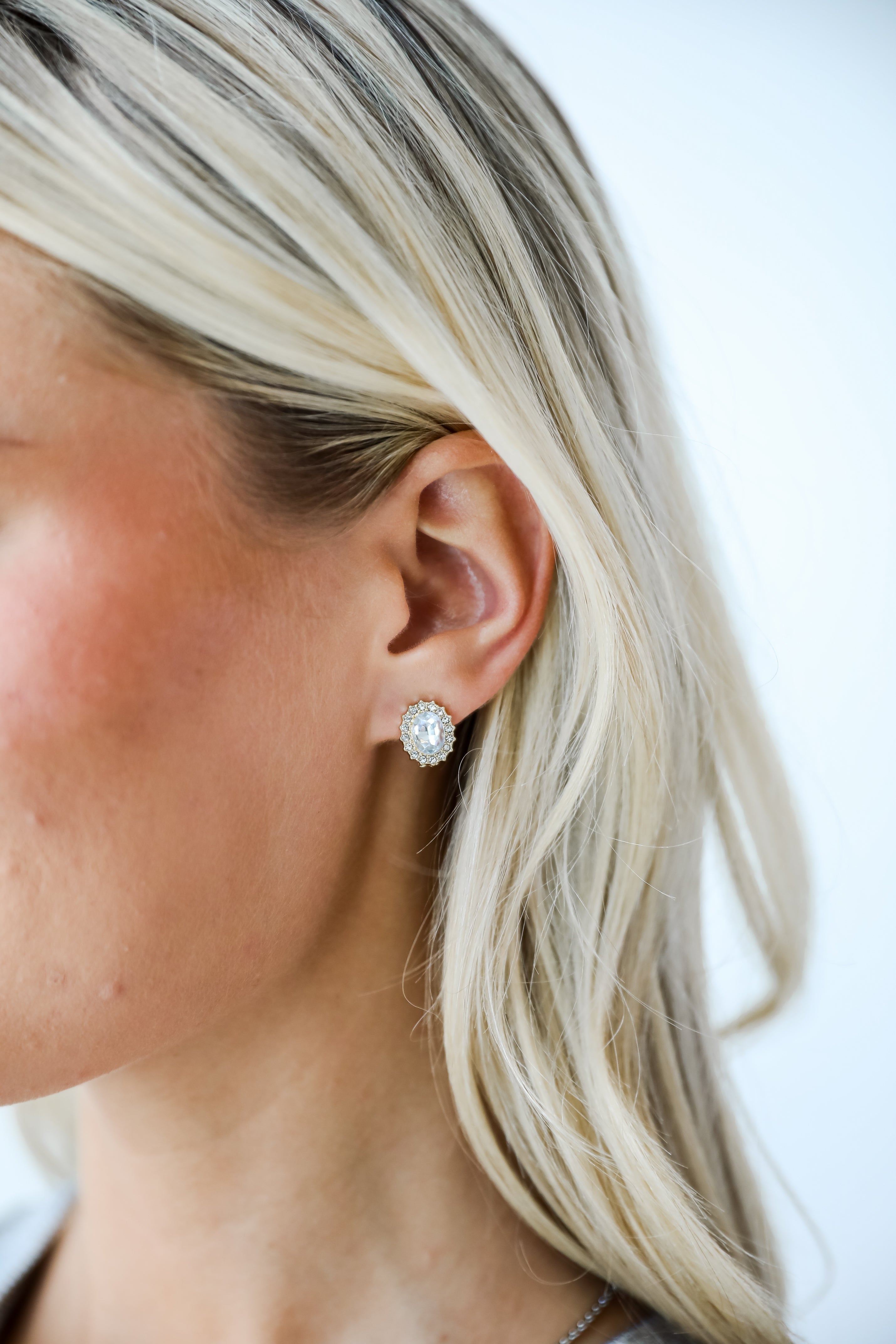 FINAL SALE - Carrie Gold Rhinestone Stud Earrings