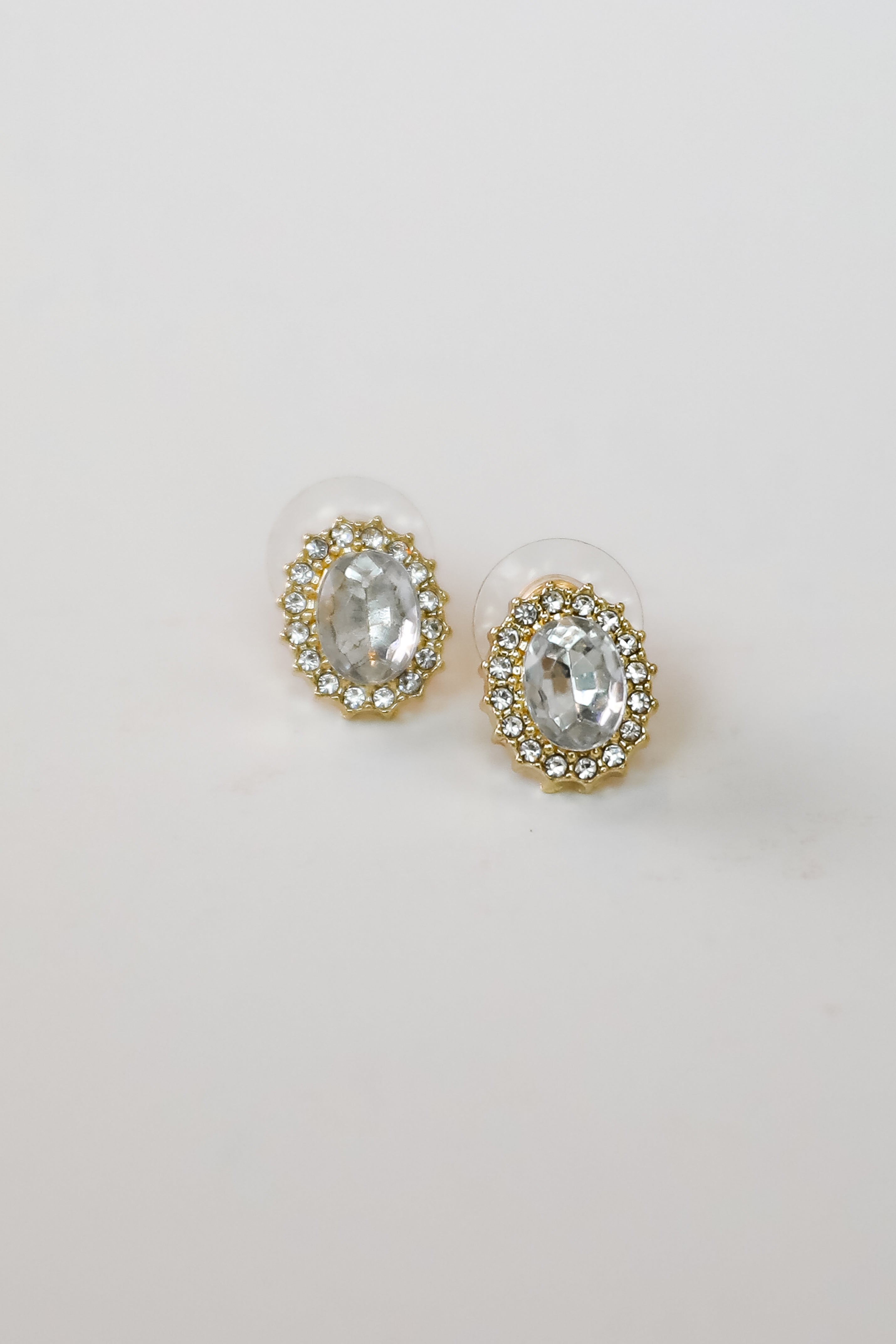 FINAL SALE - Carrie Gold Rhinestone Stud Earrings