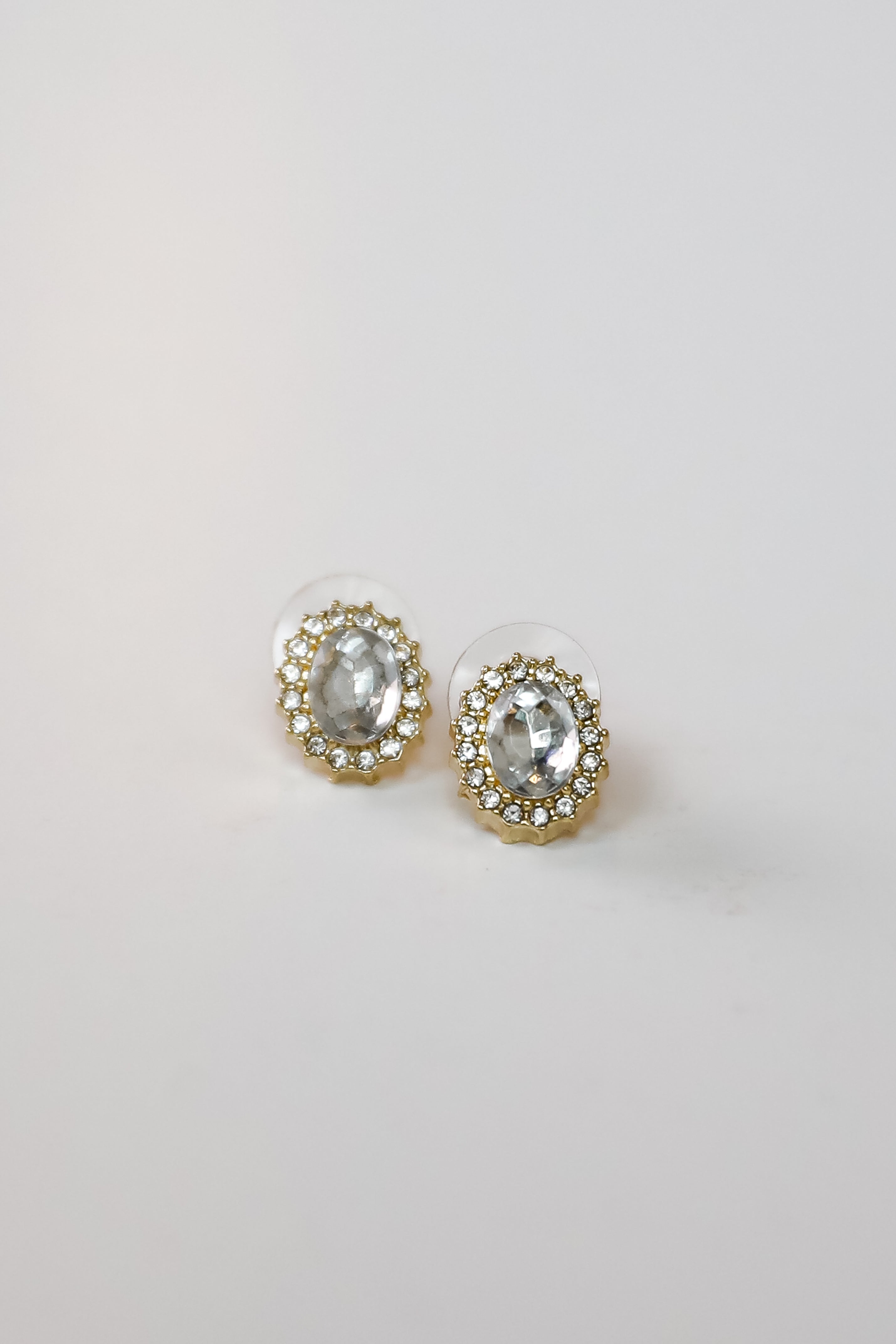 FINAL SALE - Carrie Gold Rhinestone Stud Earrings