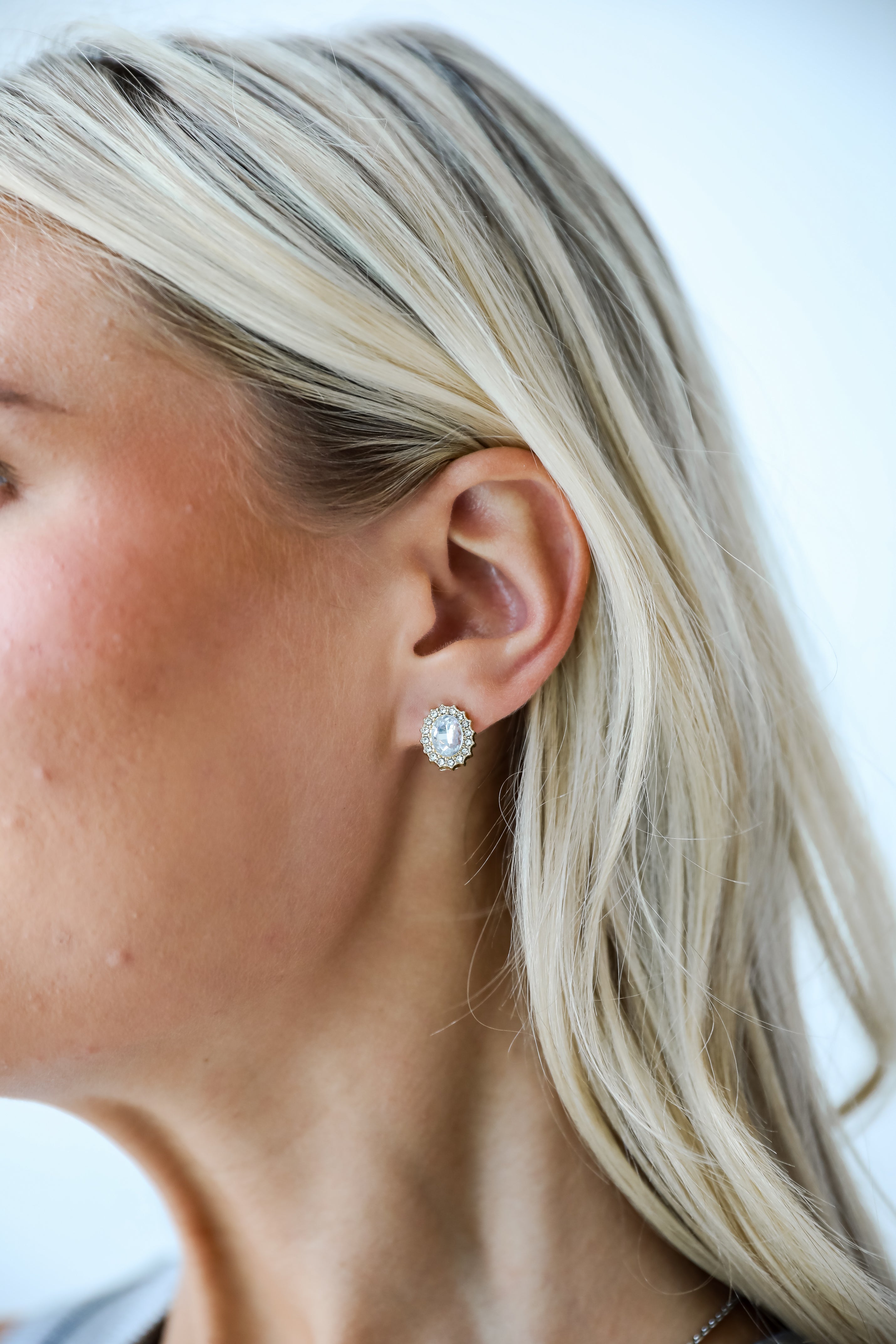 FINAL SALE - Carrie Gold Rhinestone Stud Earrings