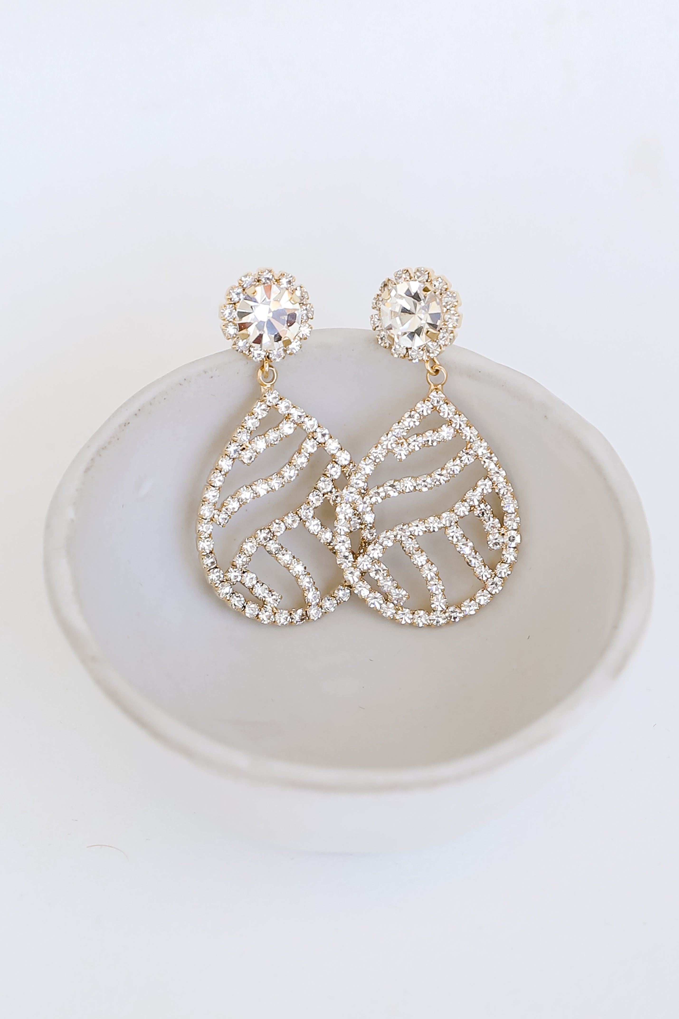 FINAL SALE - Ava Gold Rhinestone Teardrop Earrings