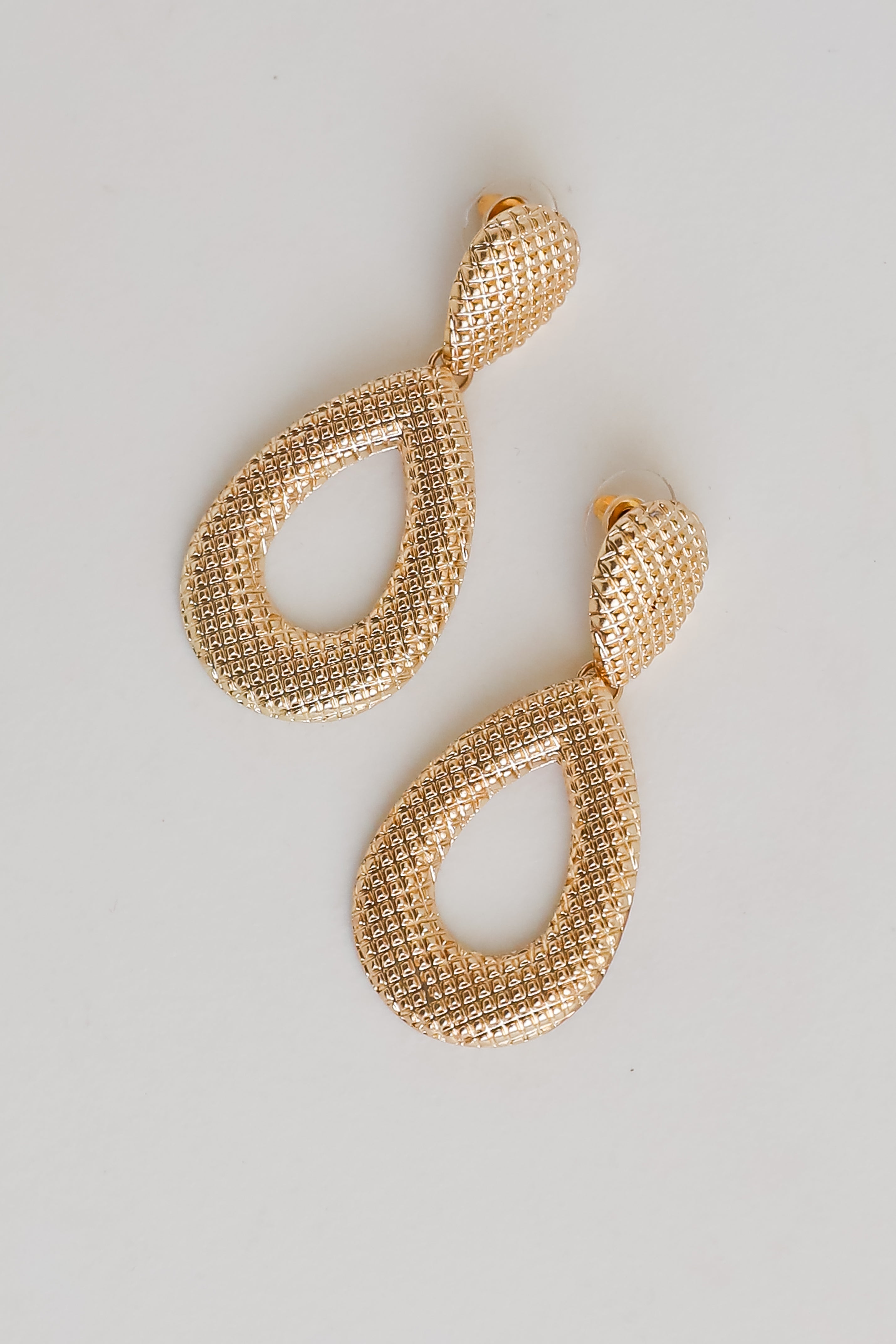 FINAL SALE - Chloe Gold Textured Teardrop Earrings