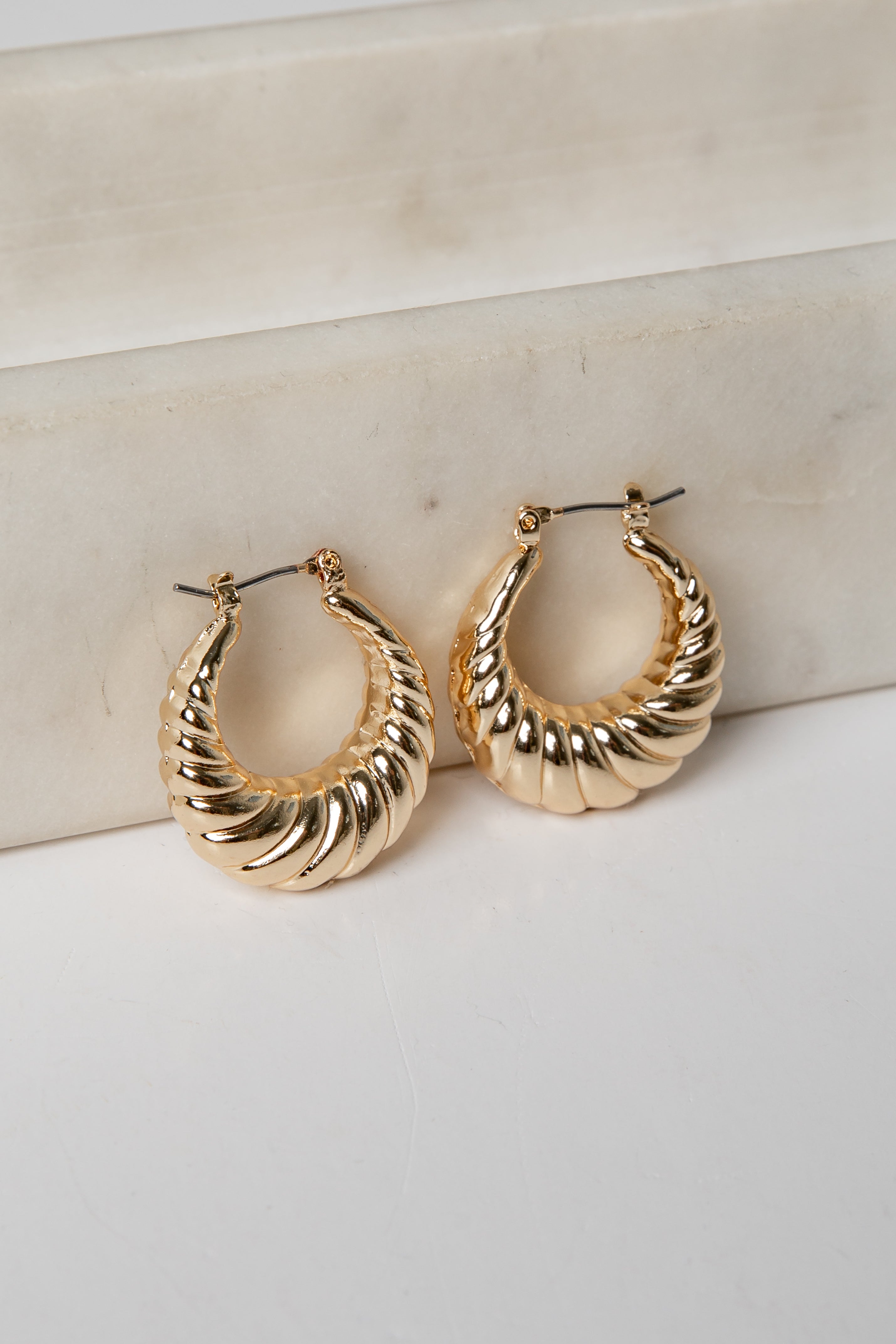 Collins Gold Textured Hoop Earrings