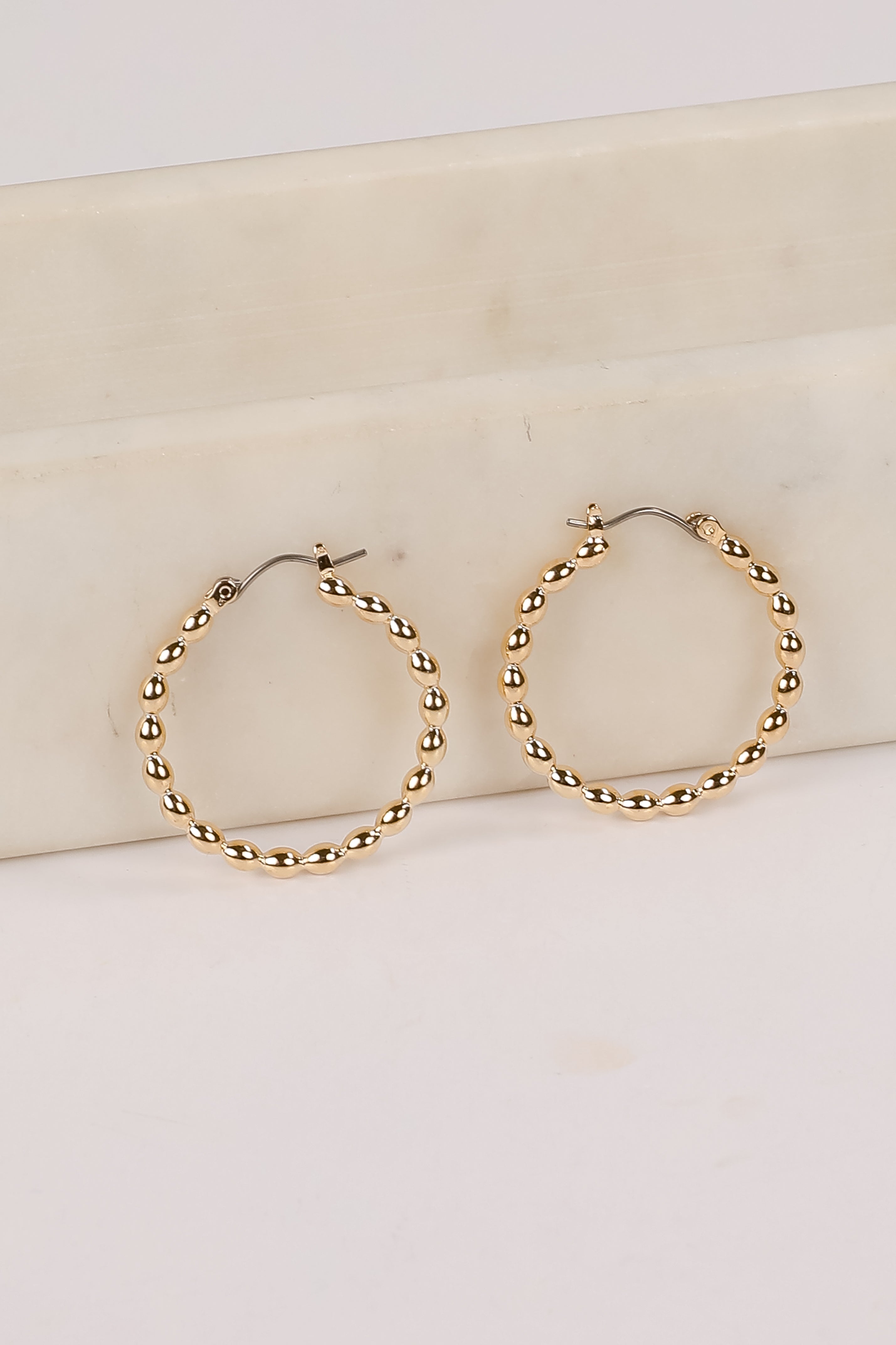 Ava Gold Textured Hoop Earrings