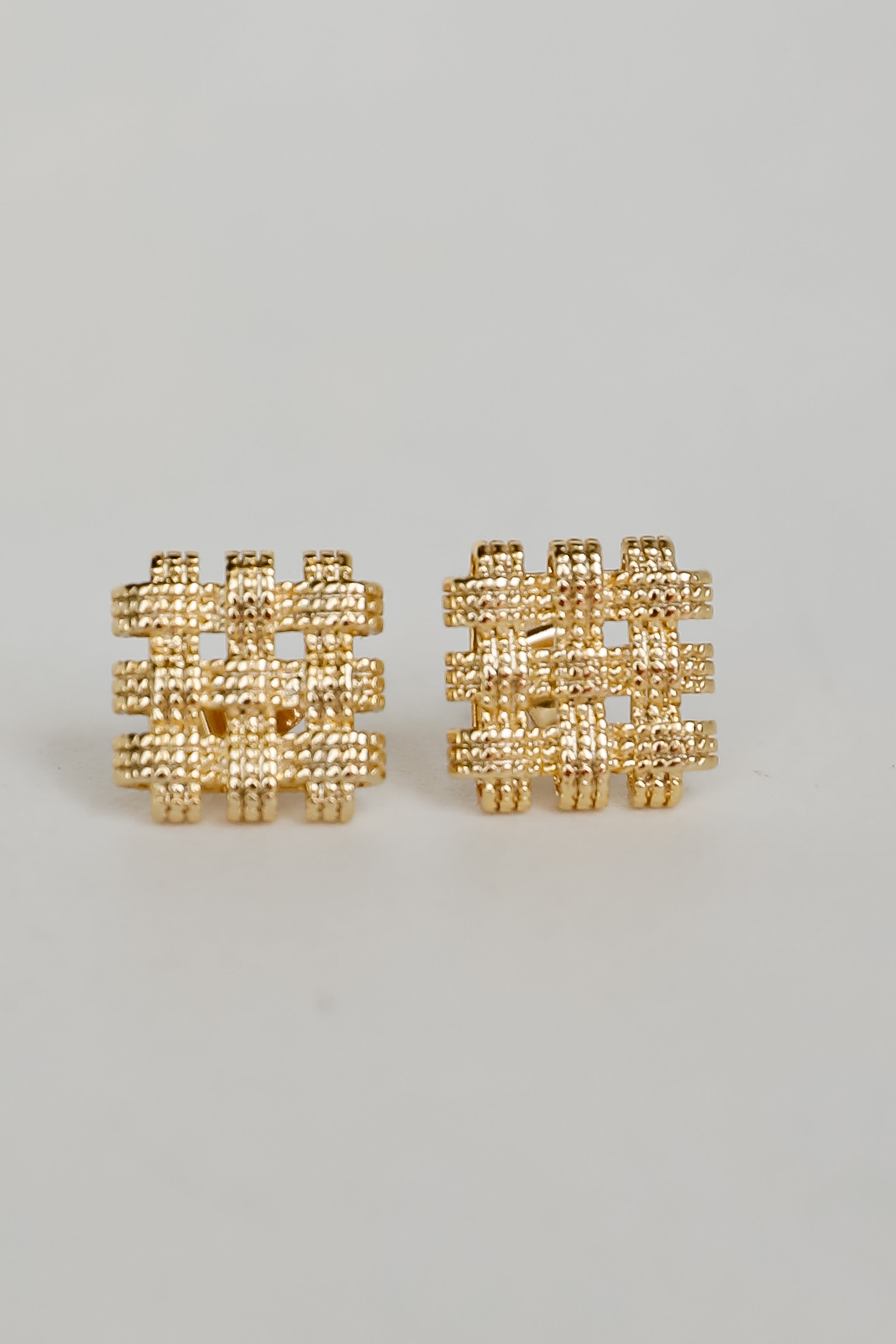 FINAL SALE - Colette Gold Textured Square Stud Earrings