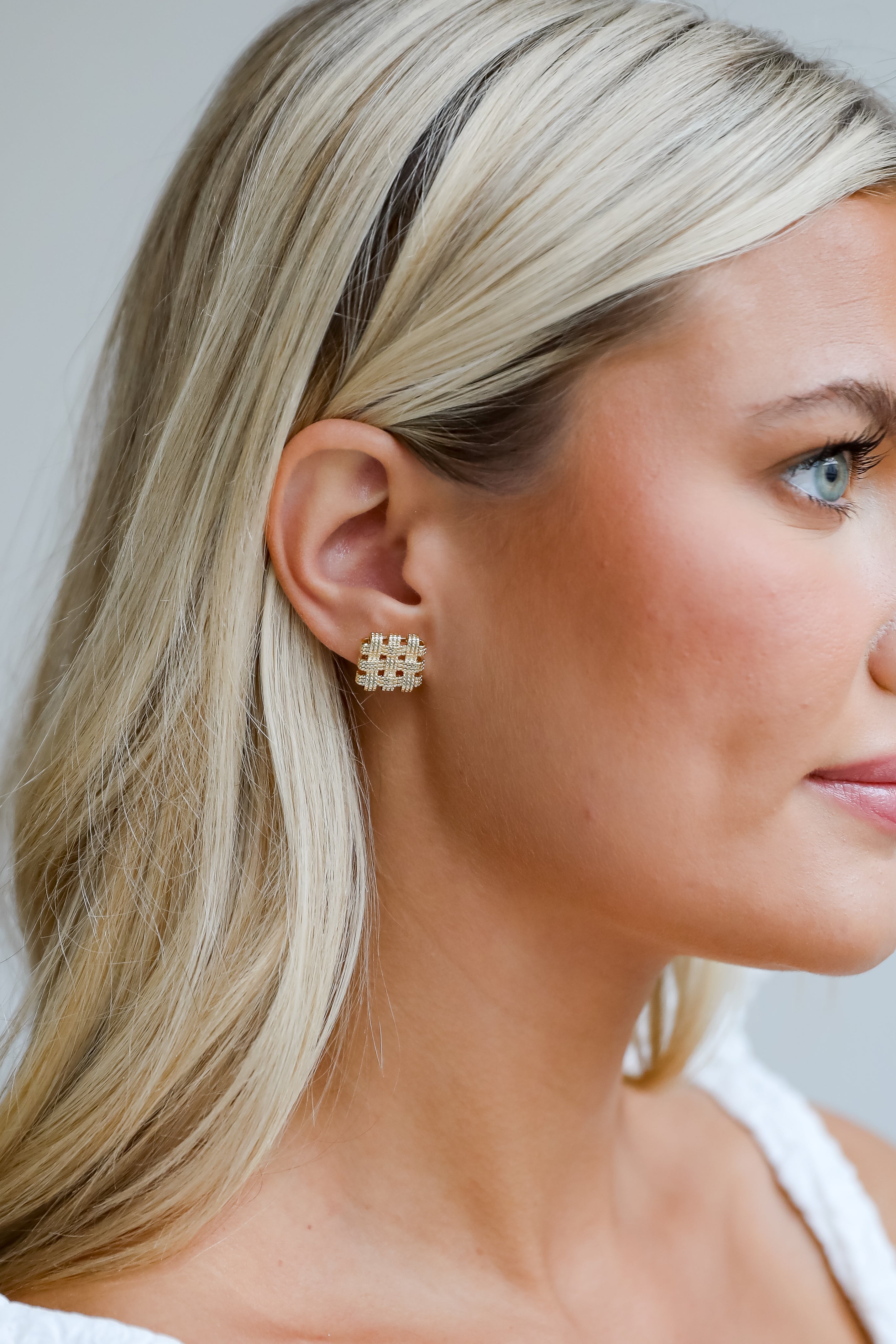 FINAL SALE - Colette Gold Textured Square Stud Earrings