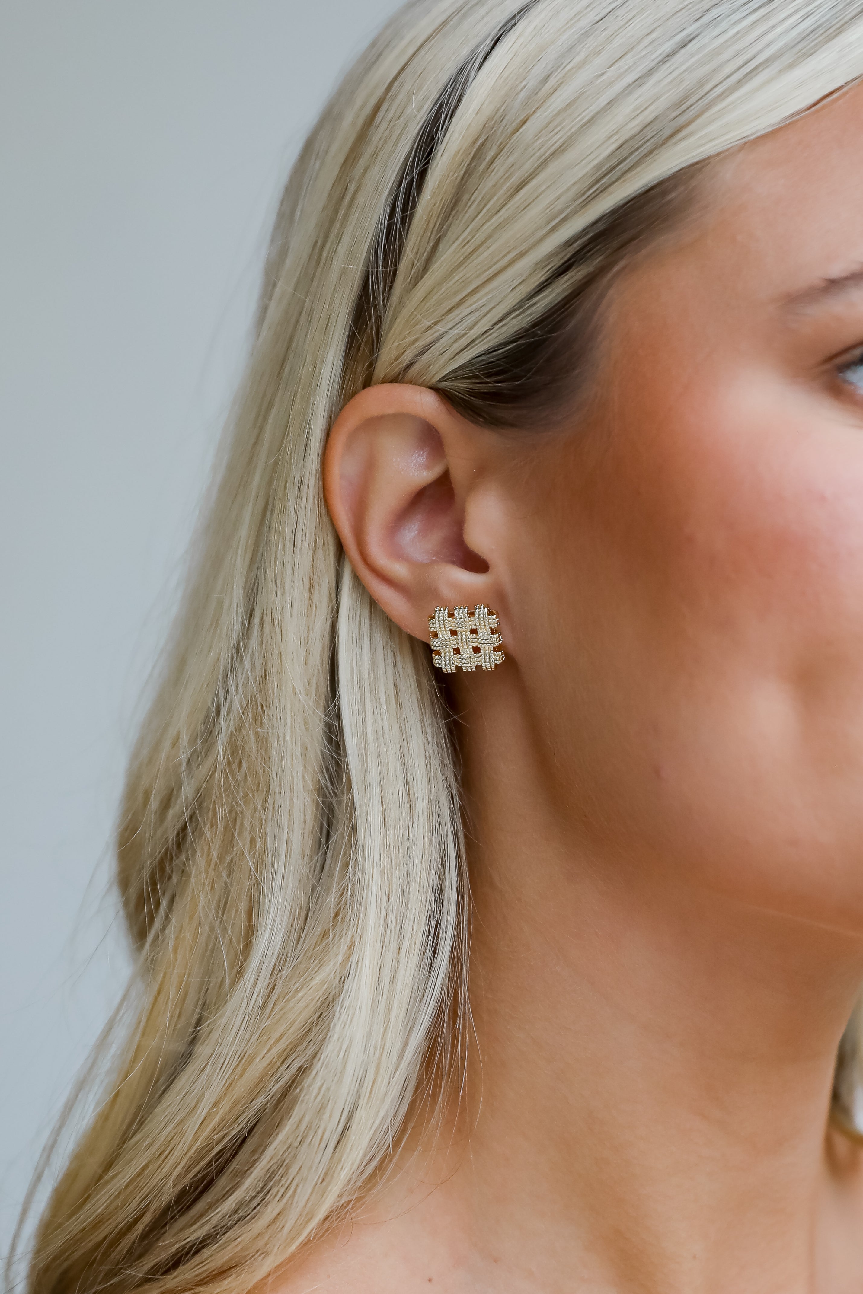 FINAL SALE - Colette Gold Textured Square Stud Earrings