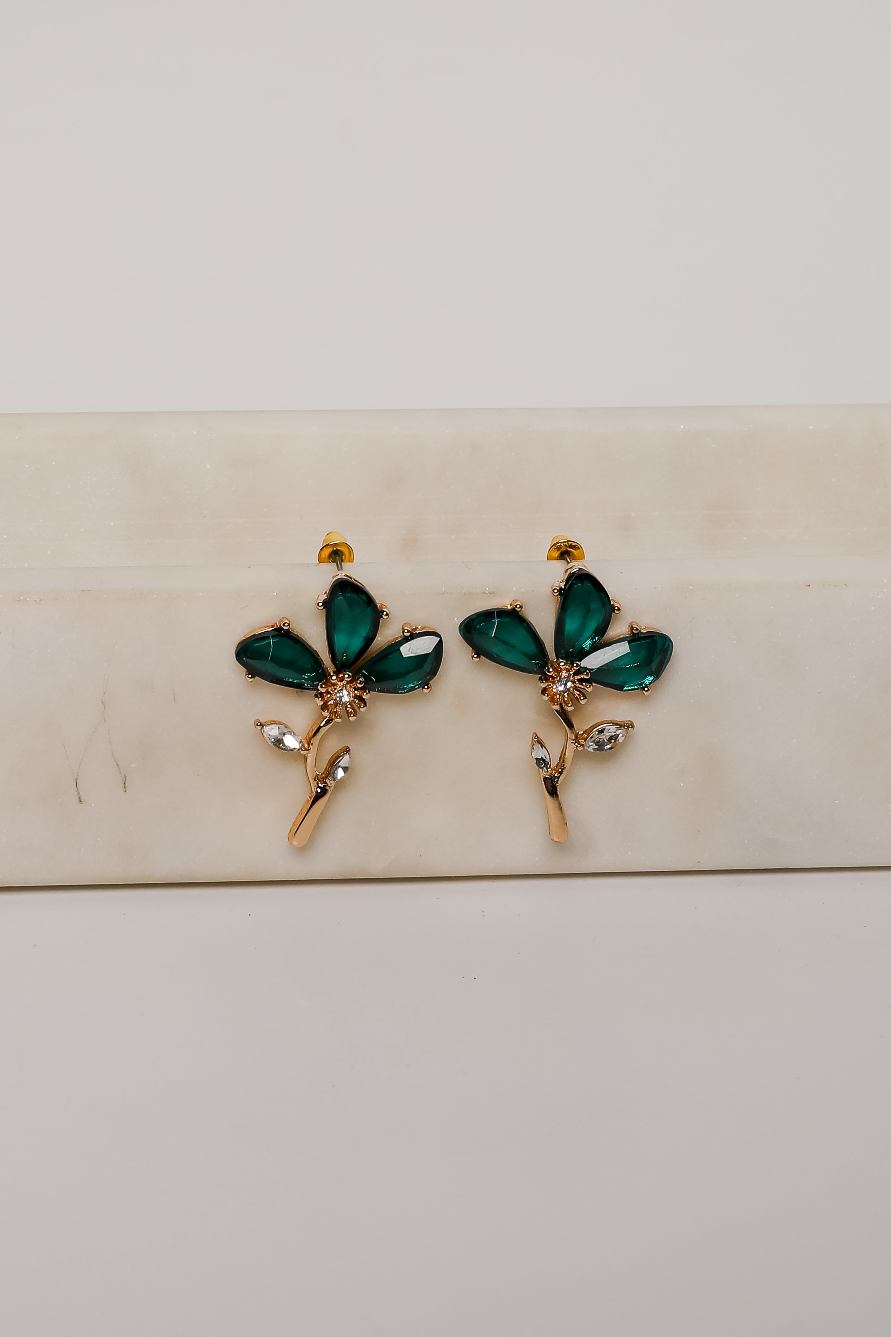 FINAL SALE - Carmen Green Gemstone Flower Earrings
