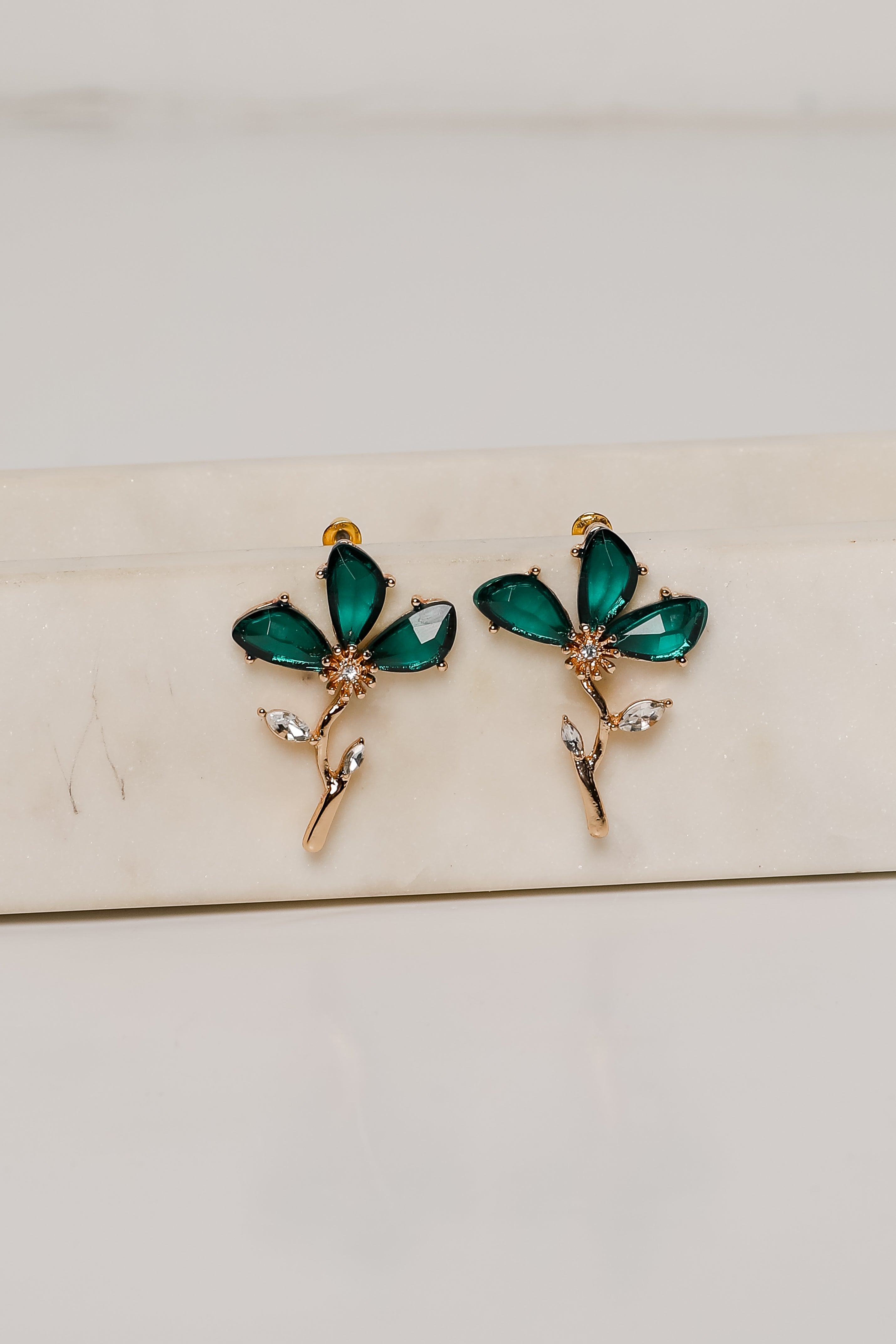 FINAL SALE - Carmen Green Gemstone Flower Earrings