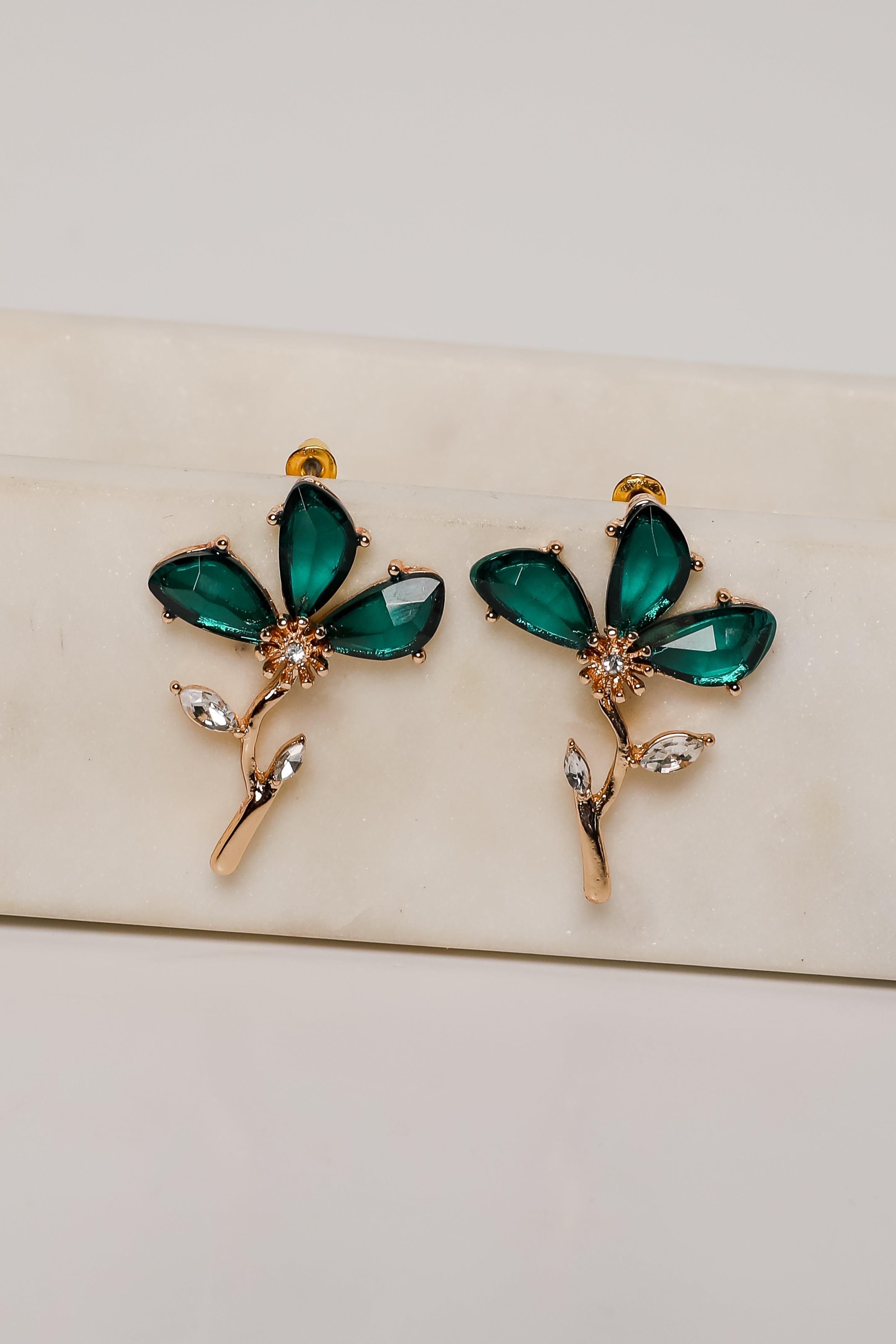 FINAL SALE - Carmen Green Gemstone Flower Earrings