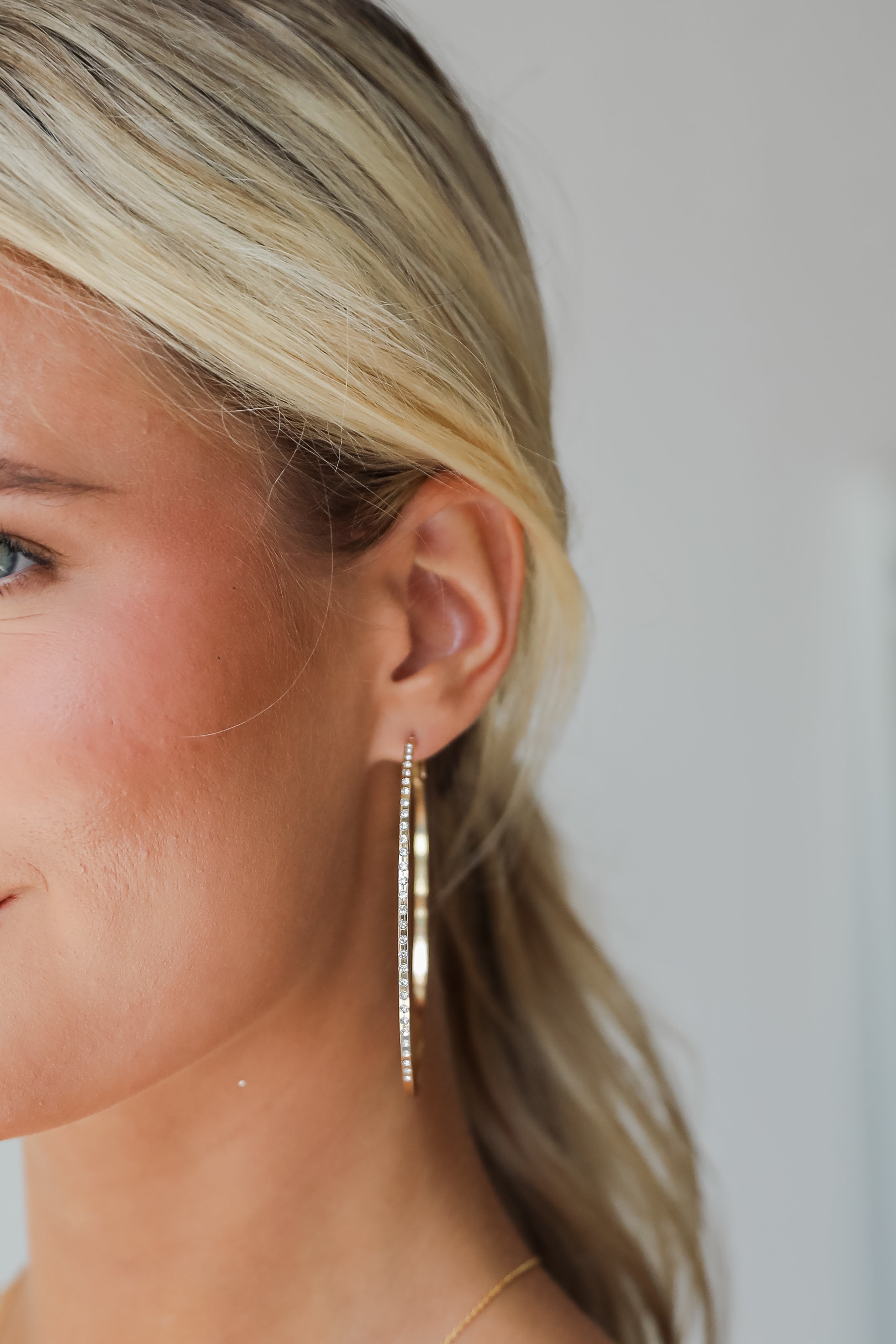 FINAL SALE - Emery Gold Rhinestone Hoop Earrings