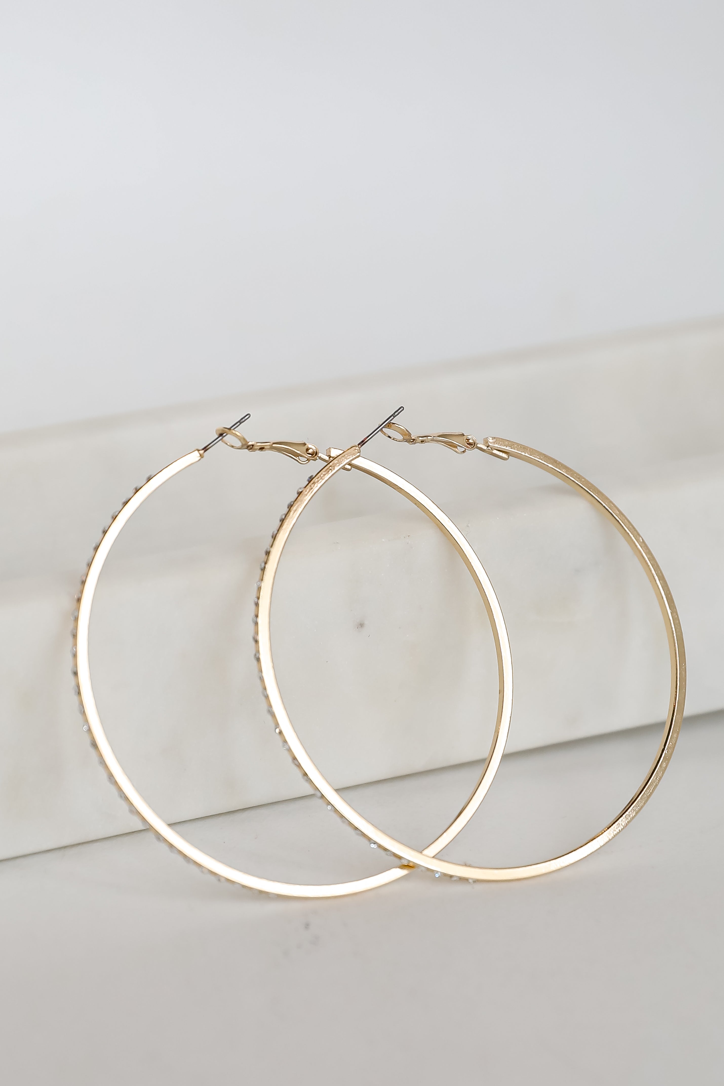 FINAL SALE - Emery Gold Rhinestone Hoop Earrings