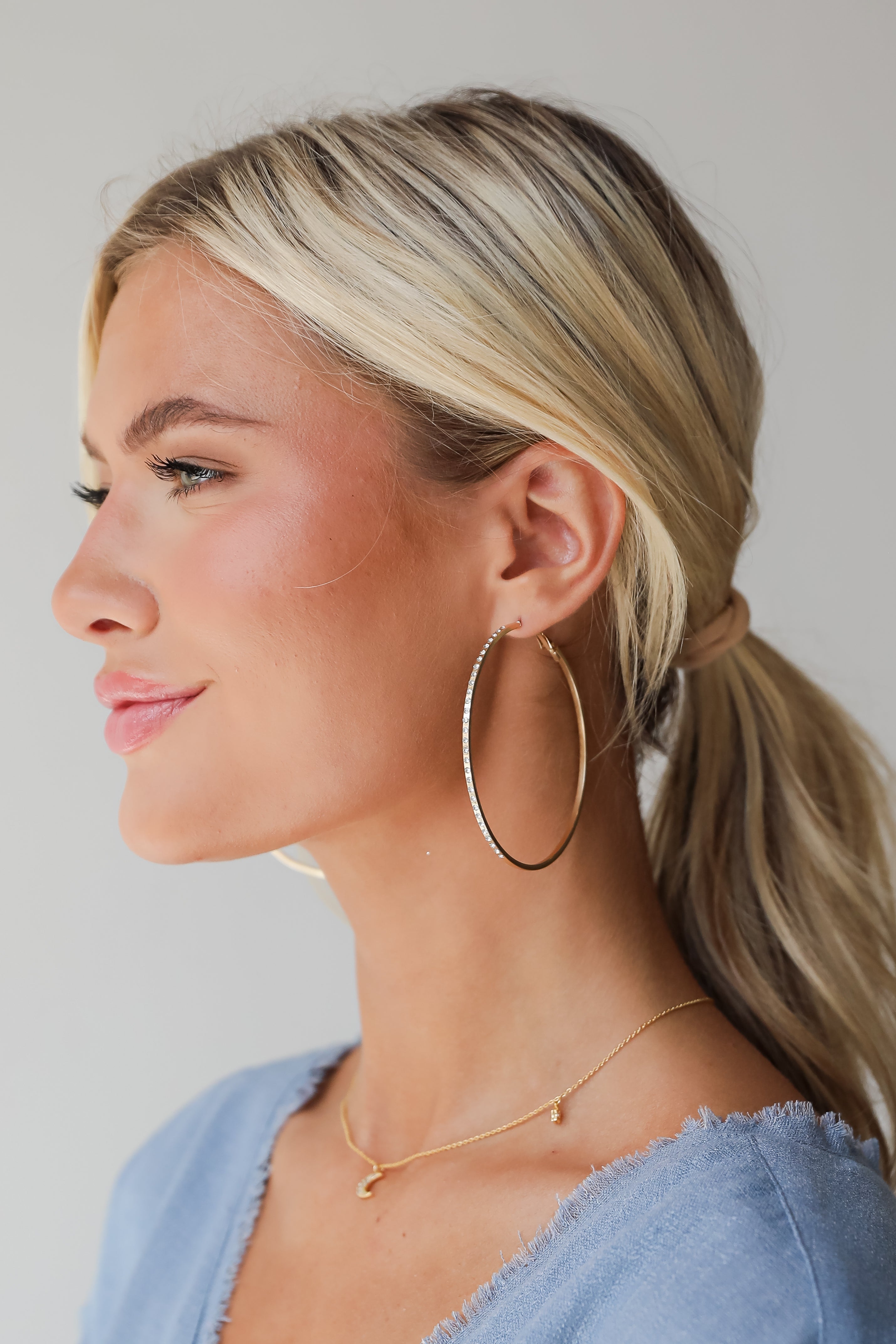 FINAL SALE - Emery Gold Rhinestone Hoop Earrings