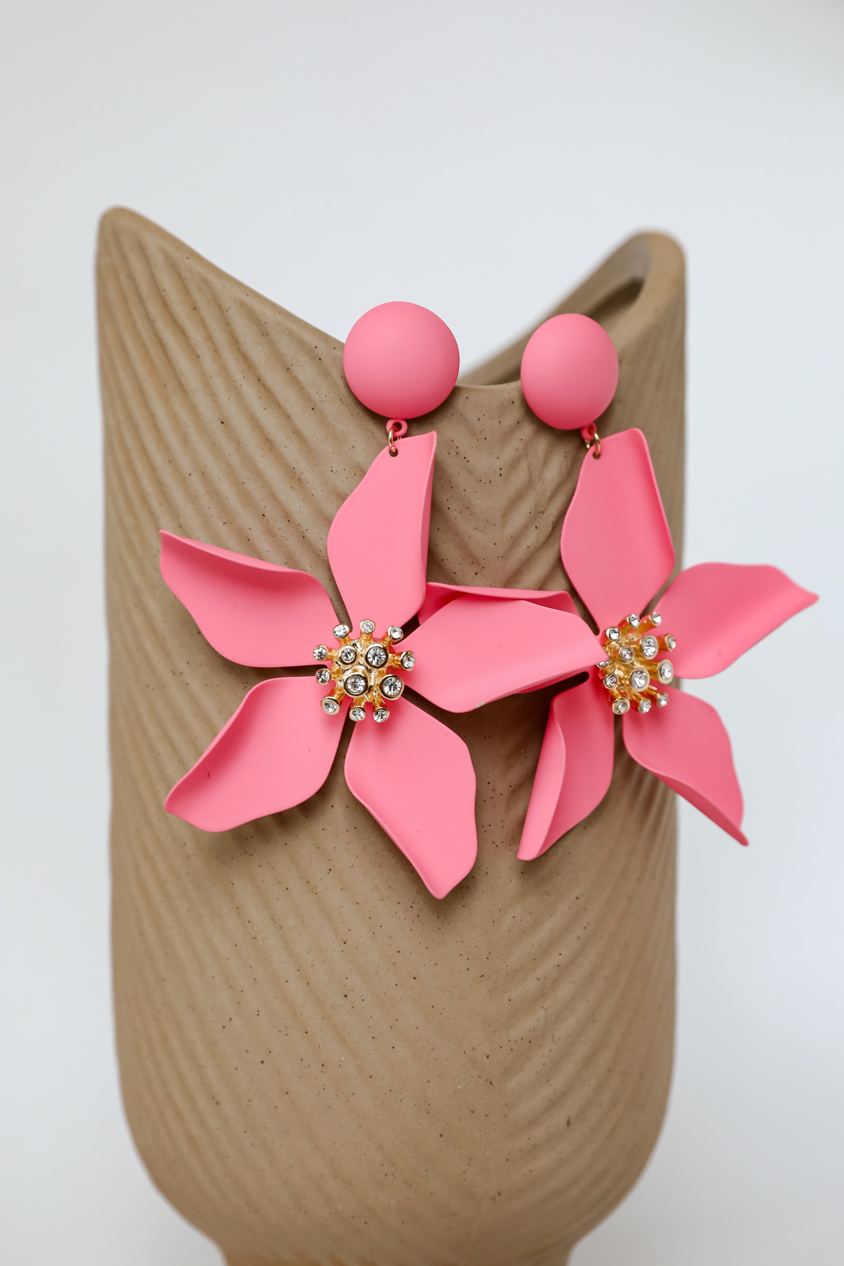 FINAL SALE - Callie Pink Statement Flower Drop Earrings