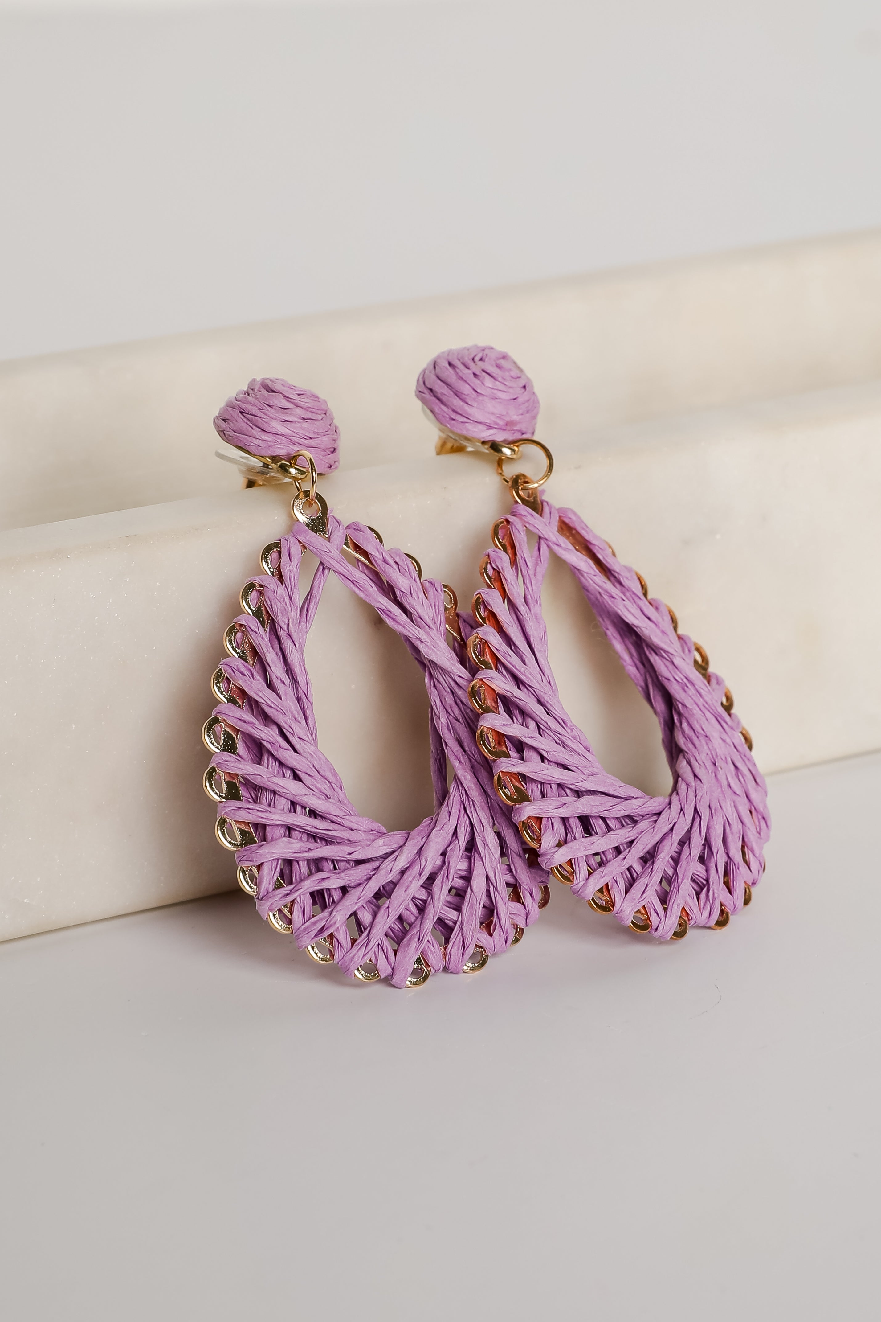 Ella Straw Teardrop Earrings
