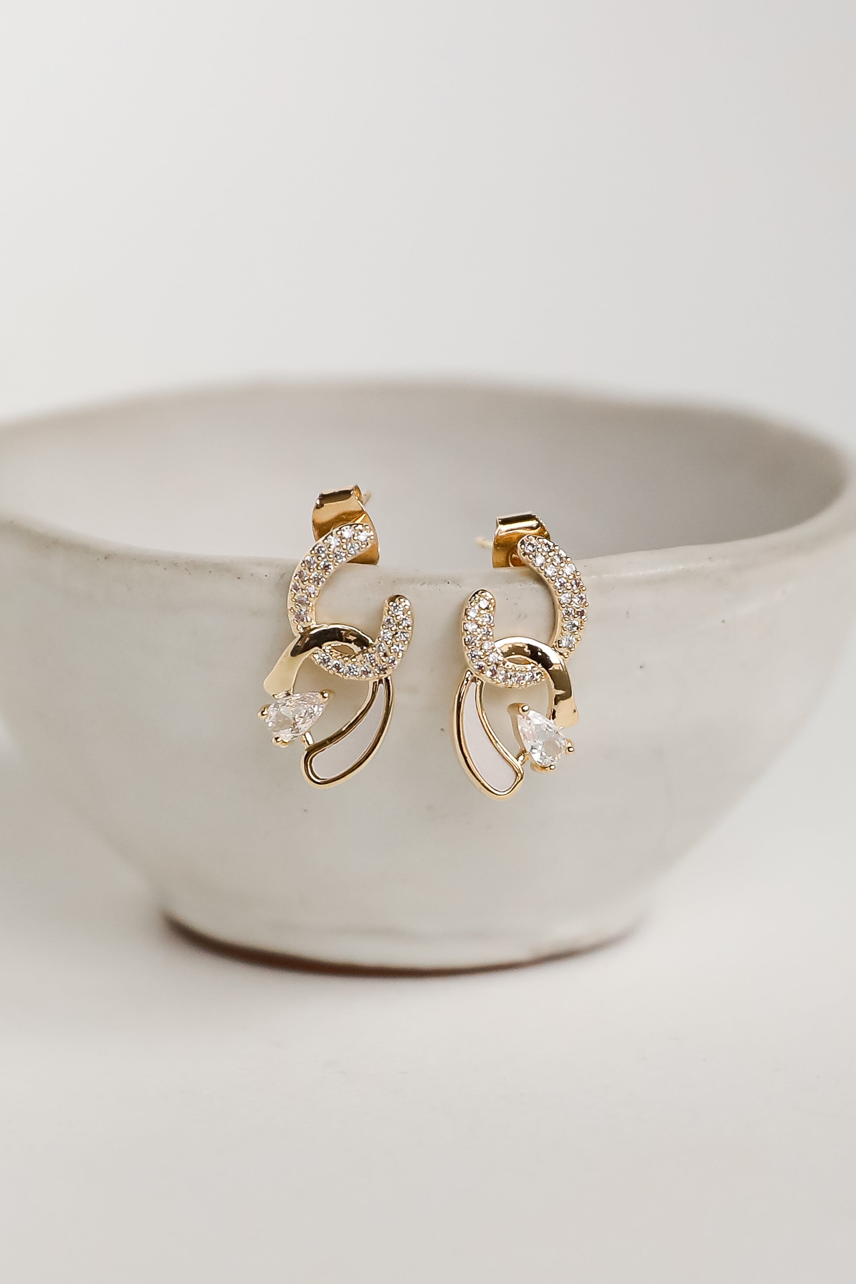 Andrea Gold Rhinestone Drop Earrings