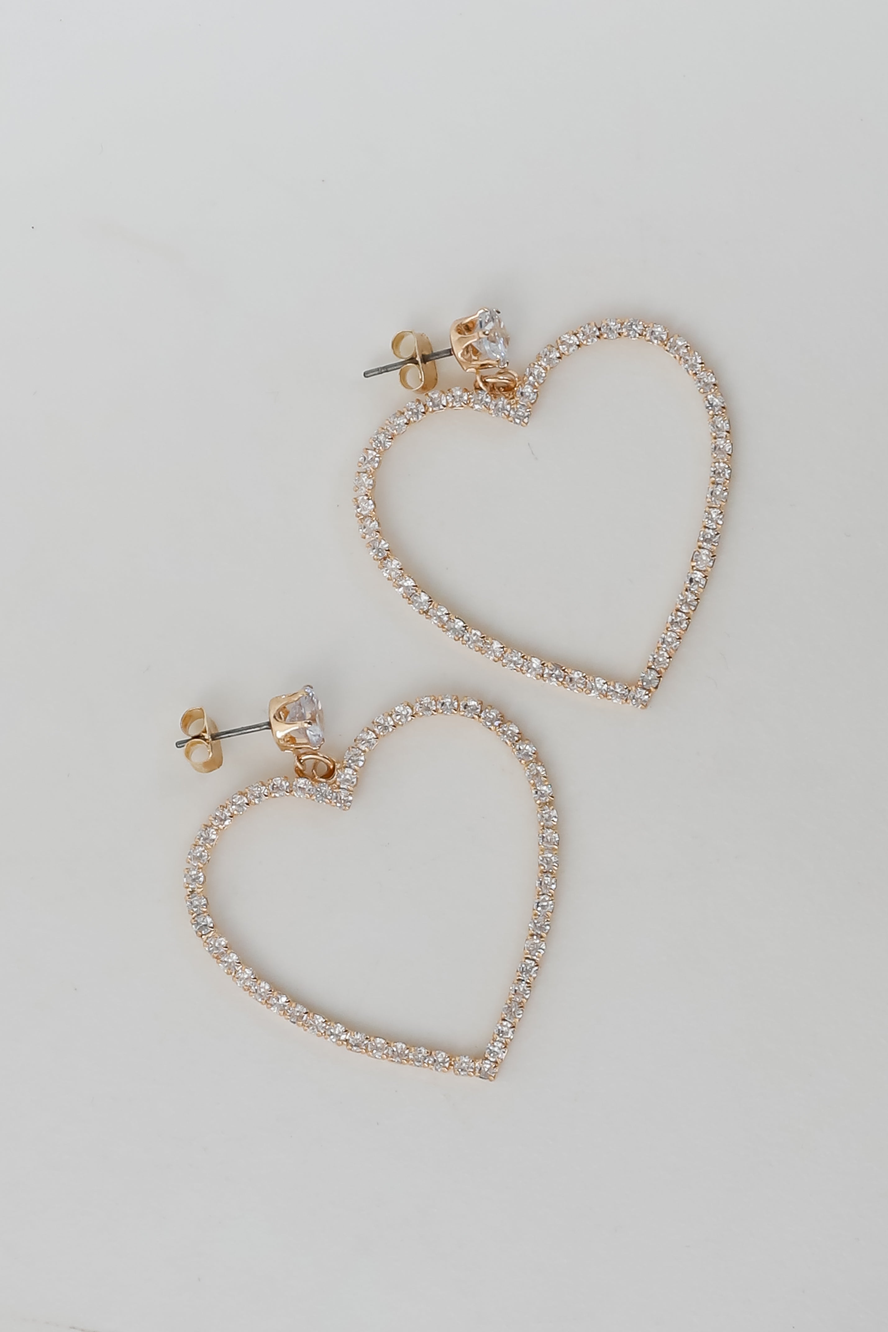 FINAL SALE - Blake Gold Rhinestone Heart Drop Earrings