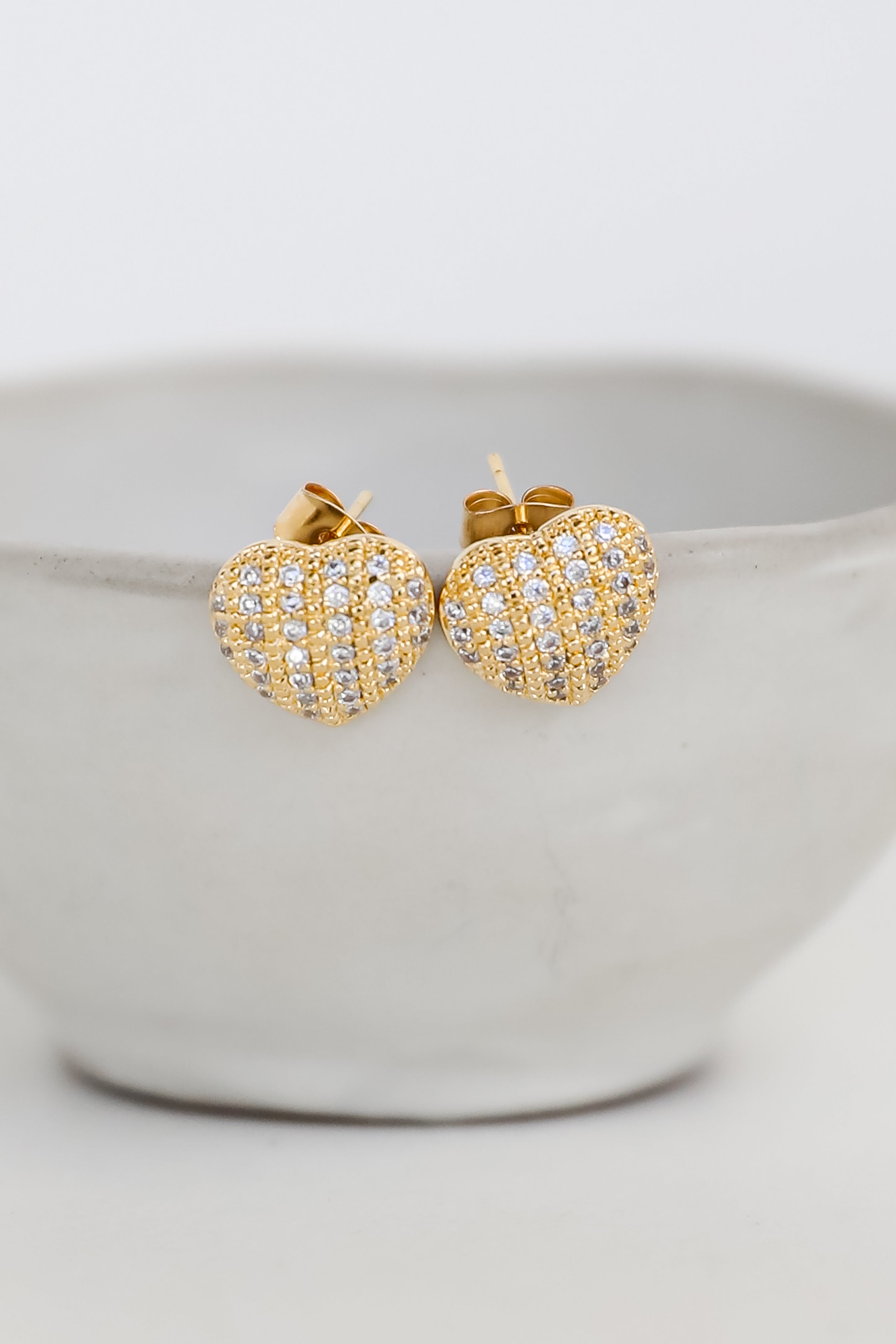 FINAL SALE - Alexis Gold Rhinestone Heart Stud Earrings