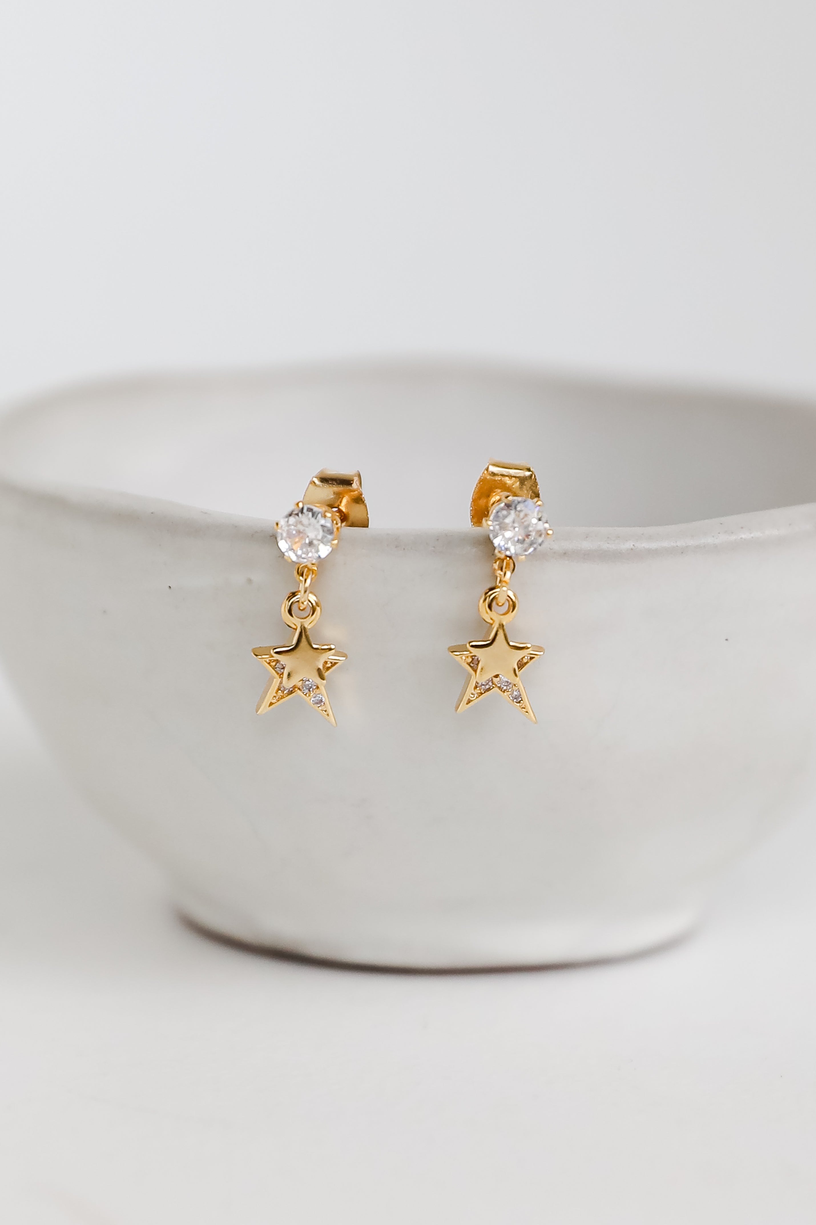 FINAL SALE - Addison Gold Rhinestone Star Drop Stud Earrings