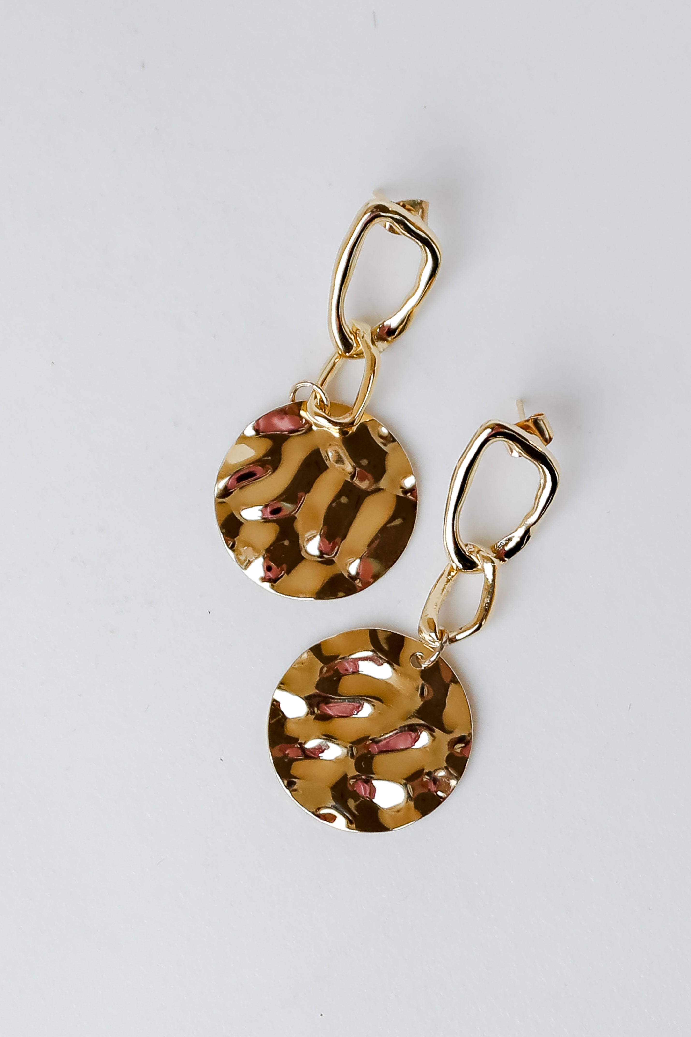 Annie Gold Hammered Drop Earrings