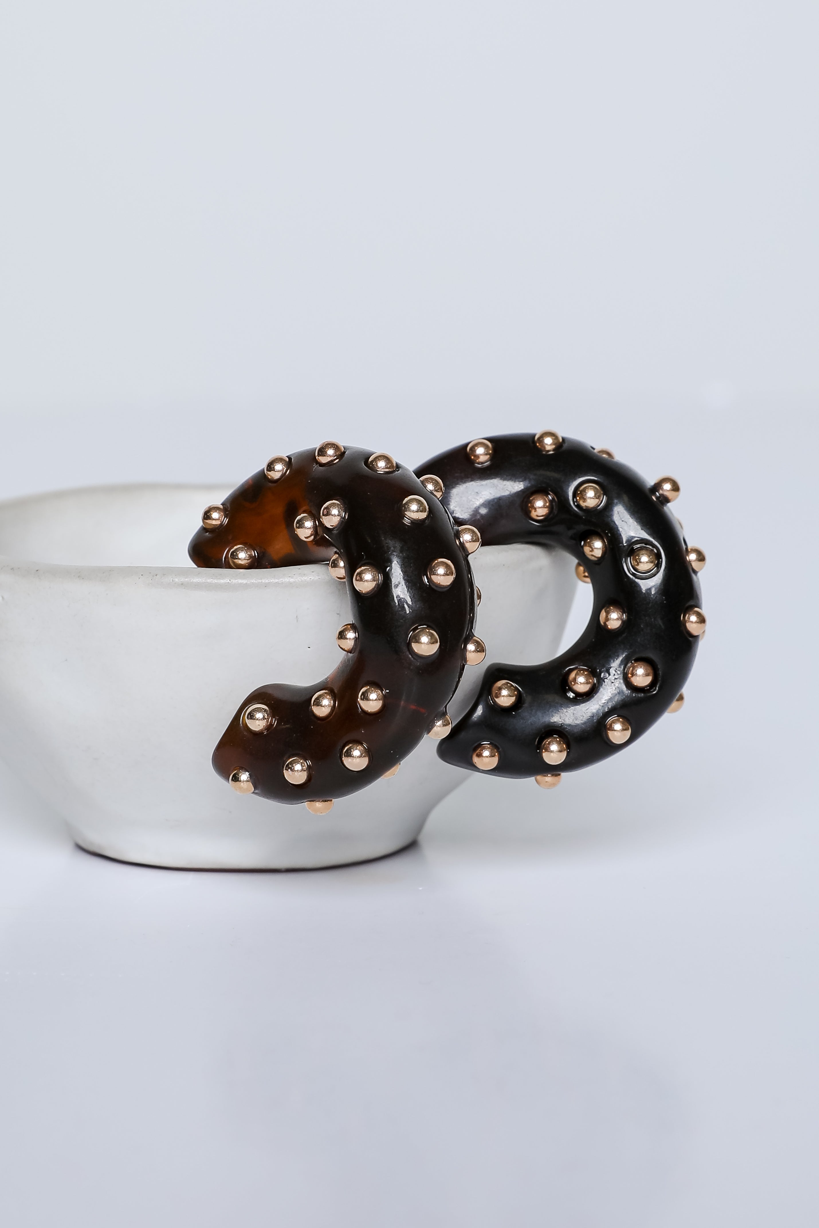 Anna Tortoise Studded Acrylic Hoop Earrings