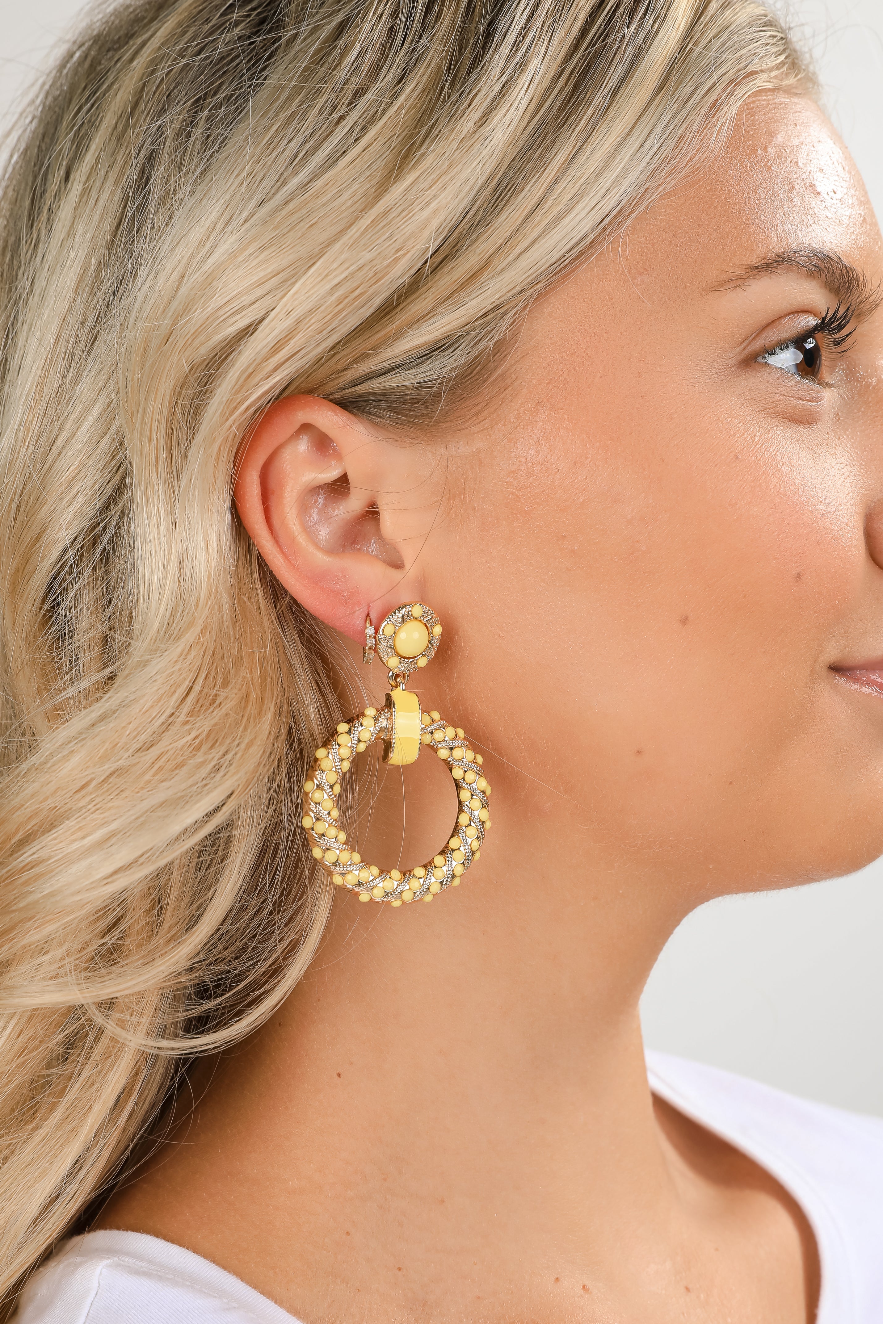 Carmen Yellow Circle Drop Earrings